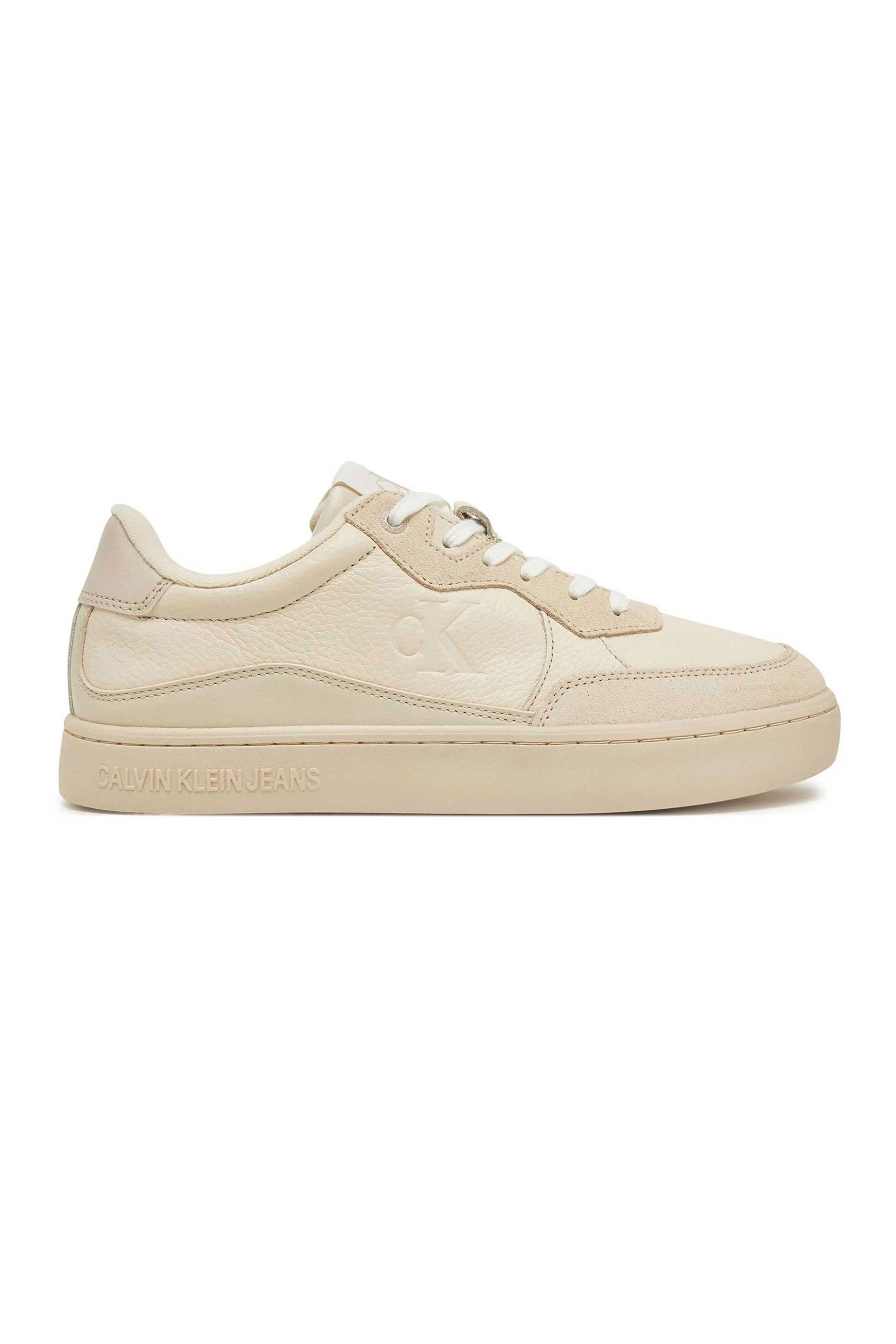 Calvin Klein Jeans ανδρικά δερμάτινα sneakers με λογότυπο "Classic Cupsole Mg" - YM0YM01153 Μπεζ