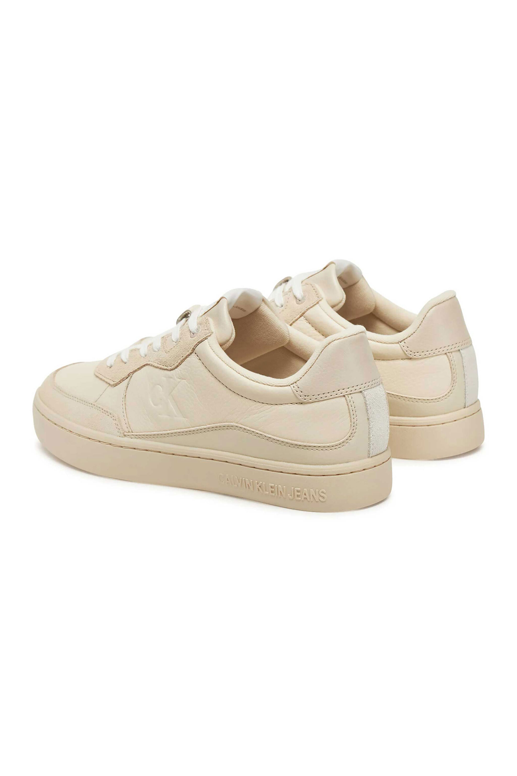 Calvin Klein Jeans Ανδρικά Δερμάτινα Sneakers με Λογότυπο Classic Cupsole Mg - Ym0Ym01153 Μπεζ