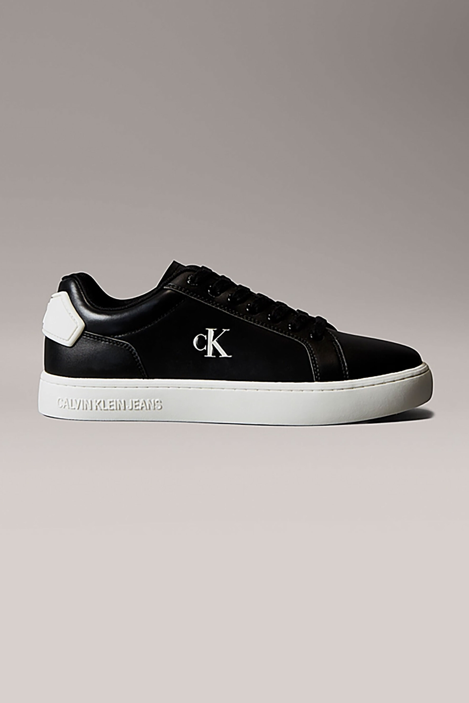 Calvin Klein Jeans ανδρικά δερμάτινα sneakers με λογότυπο - YM0YM01297 Ασπρόμαυρο