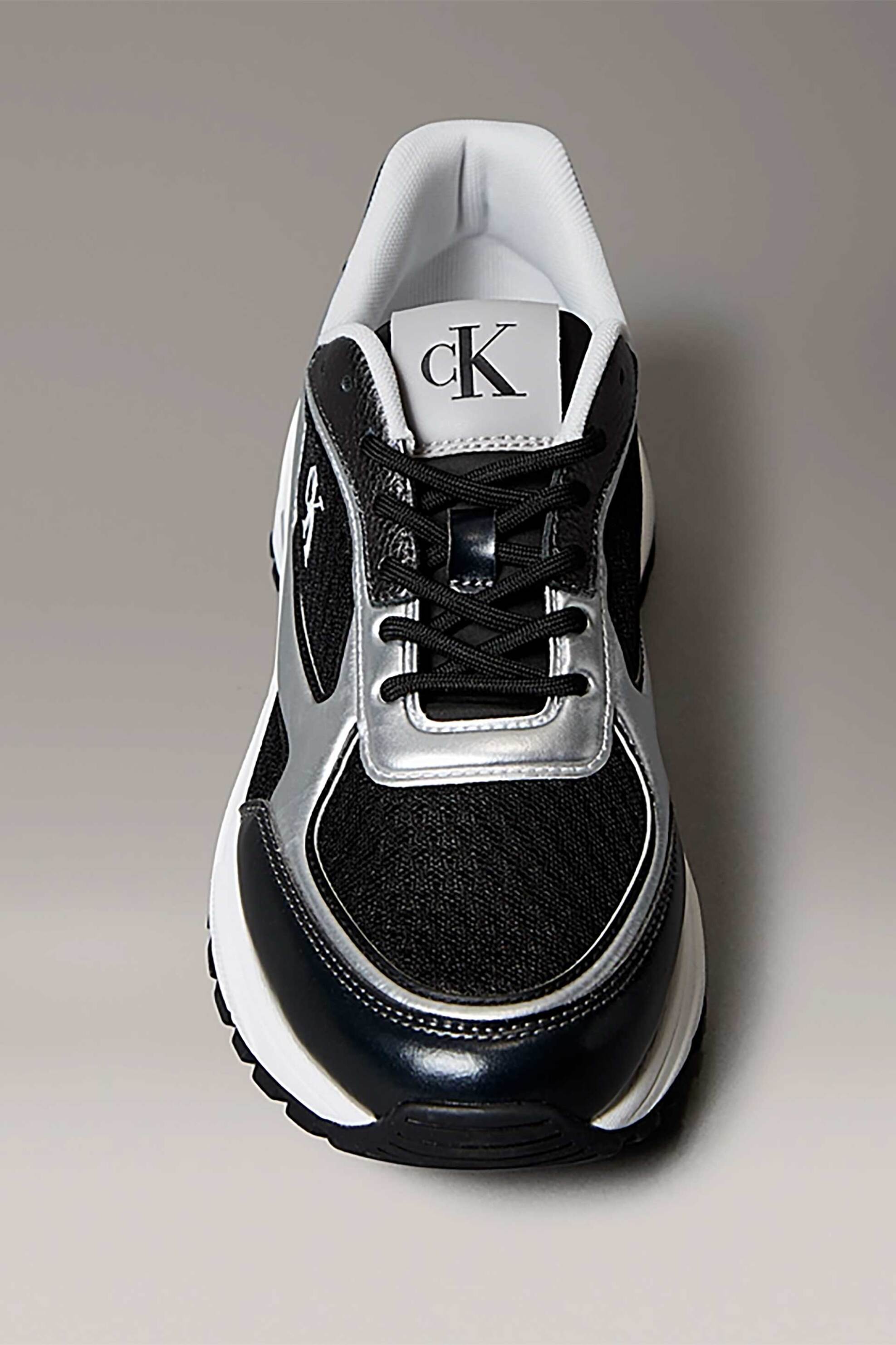 Calvin Klein Jeans Ανδρικά Sneakers με Λογότυπο Mesh Mix Runner - Ym0Ym01402 Μαύρο Ασημί