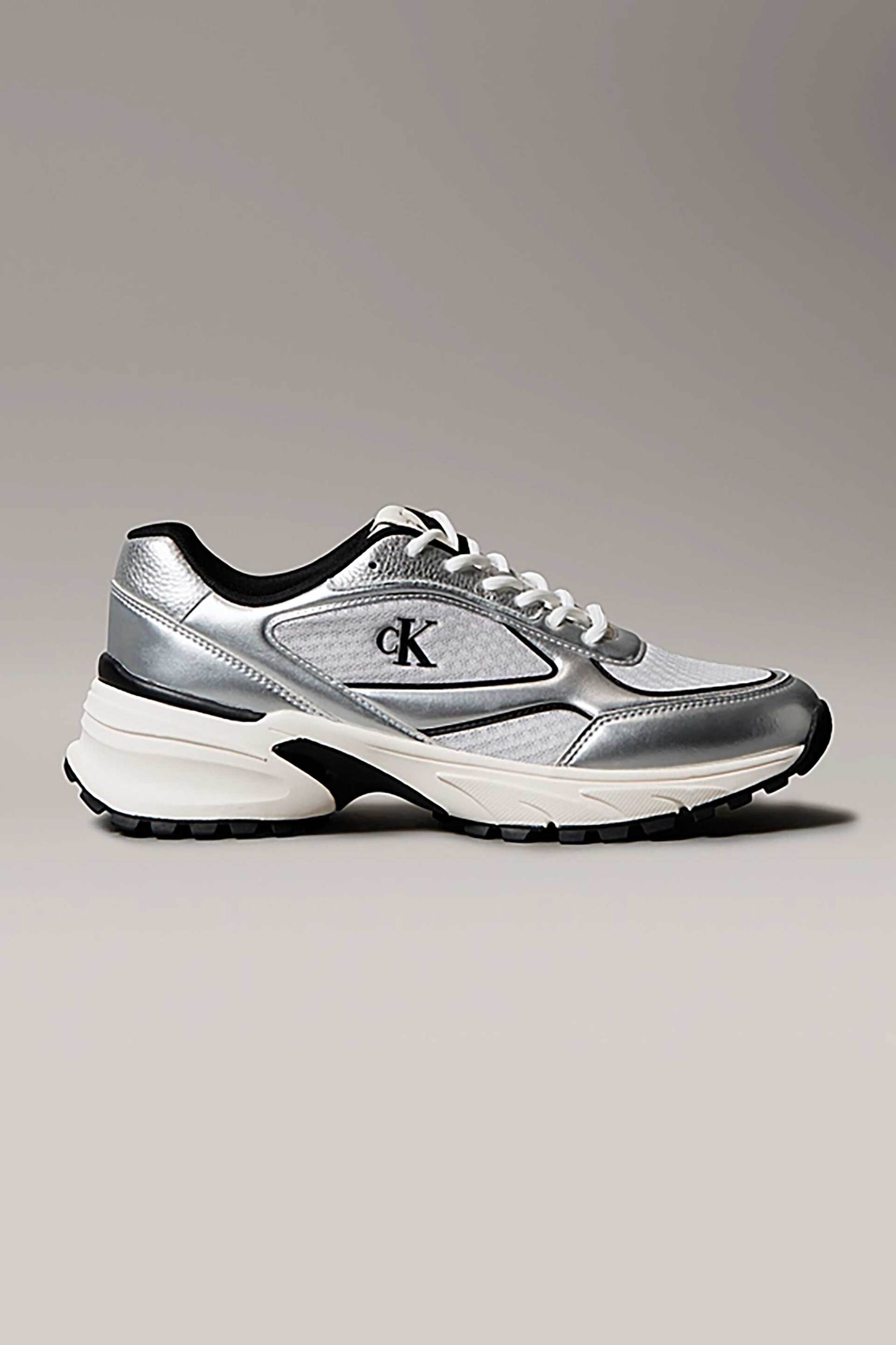 Calvin Klein Jeans ανδρικά sneakers με λογότυπο "Mesh Mix Runner" - YM0YM01402 Ασημί