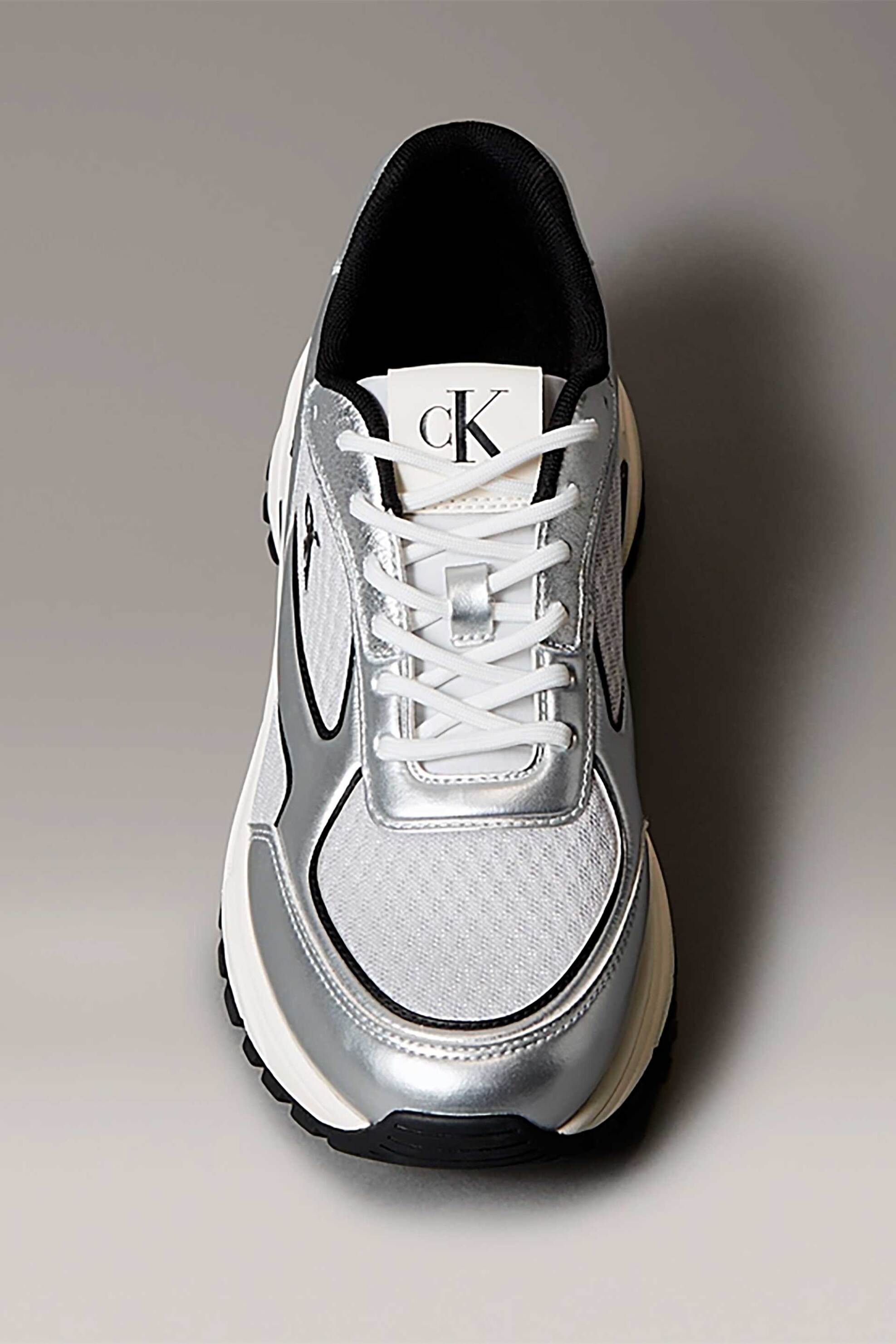 Calvin Klein Jeans Ανδρικά Sneakers με Λογότυπο Mesh Mix Runner - Ym0Ym01402 Ασημί
