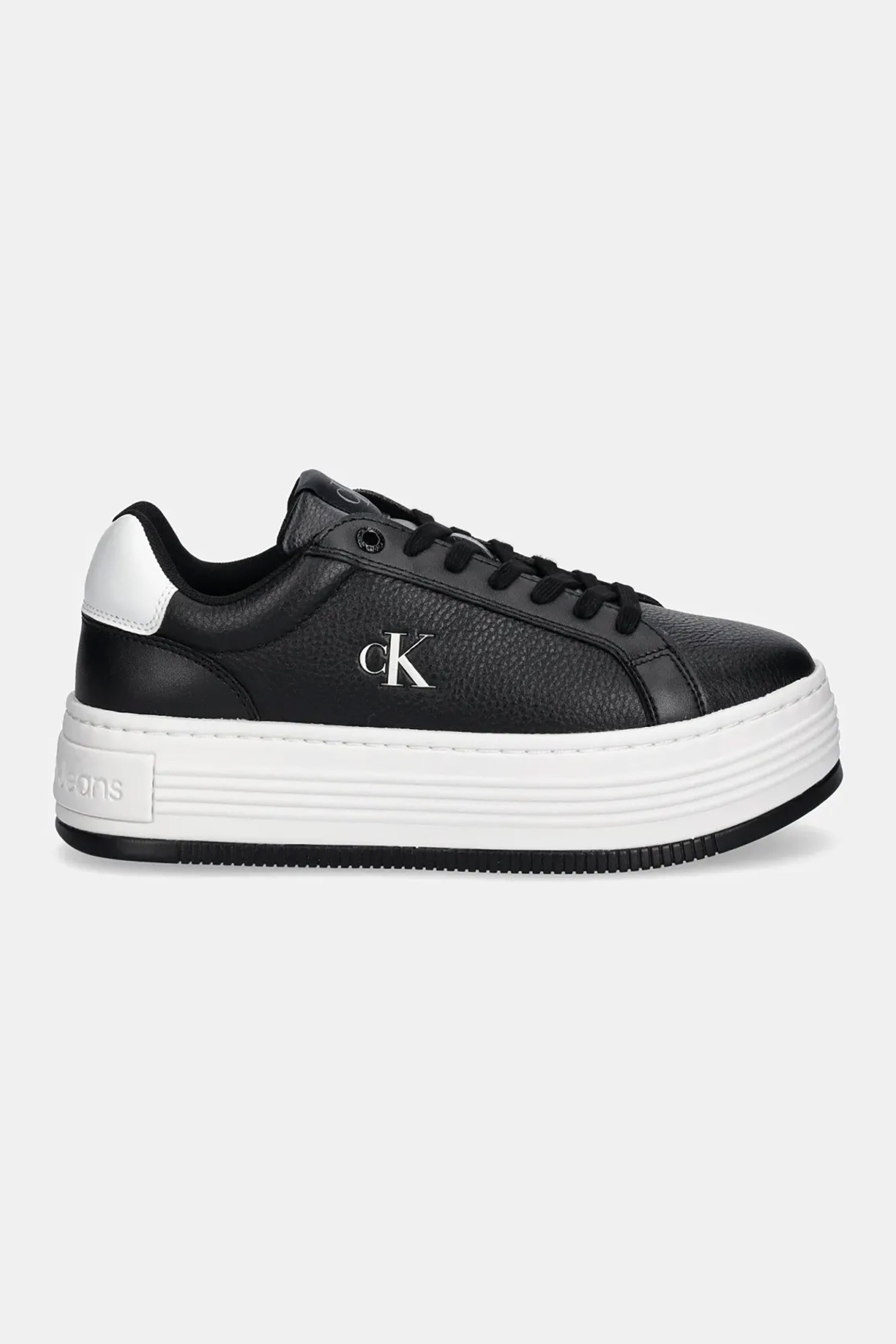 Calvin Klein Jeans γυναικεία sneakers με λογότυπο "Bold Flatf Low Lace Mg" - YW0YW01766 Ασπρόμαυρο