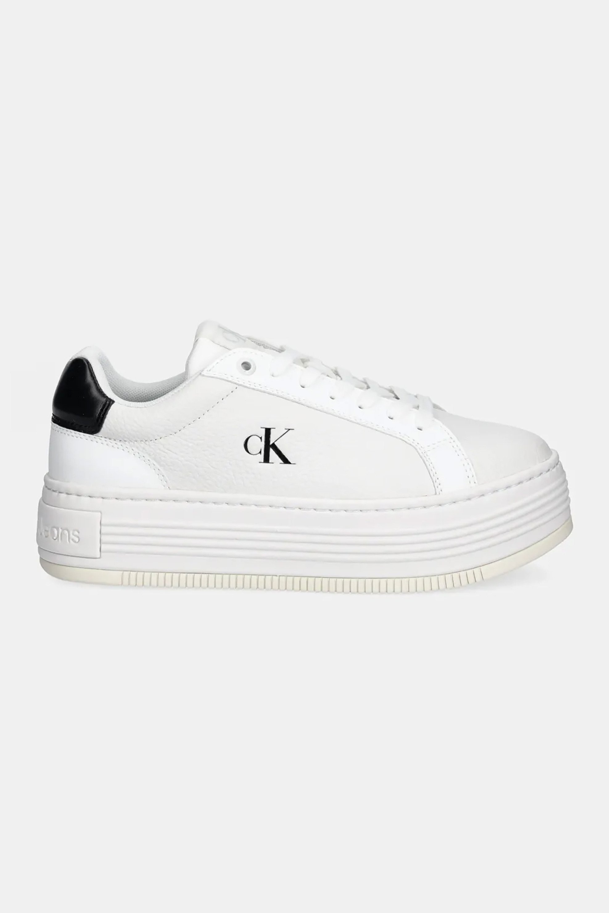 Calvin Klein Jeans γυναικεία sneakers με λογότυπο "Bold Flatf Low Lace Mg" - YW0YW01766 Λευκό