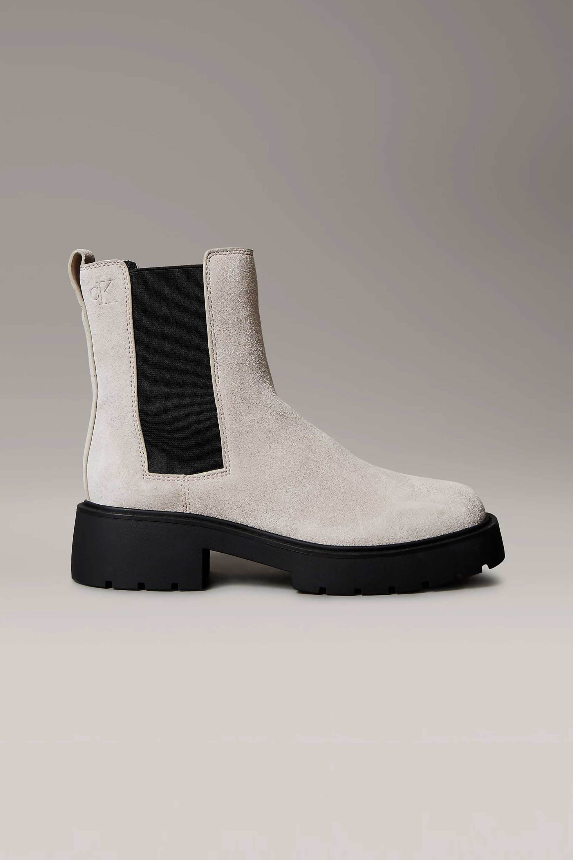 Calvin Klein Jeans γυναικεία suede μποτάκια Chelsea - YW0YW02072 Γκρι Ανοιχτό
