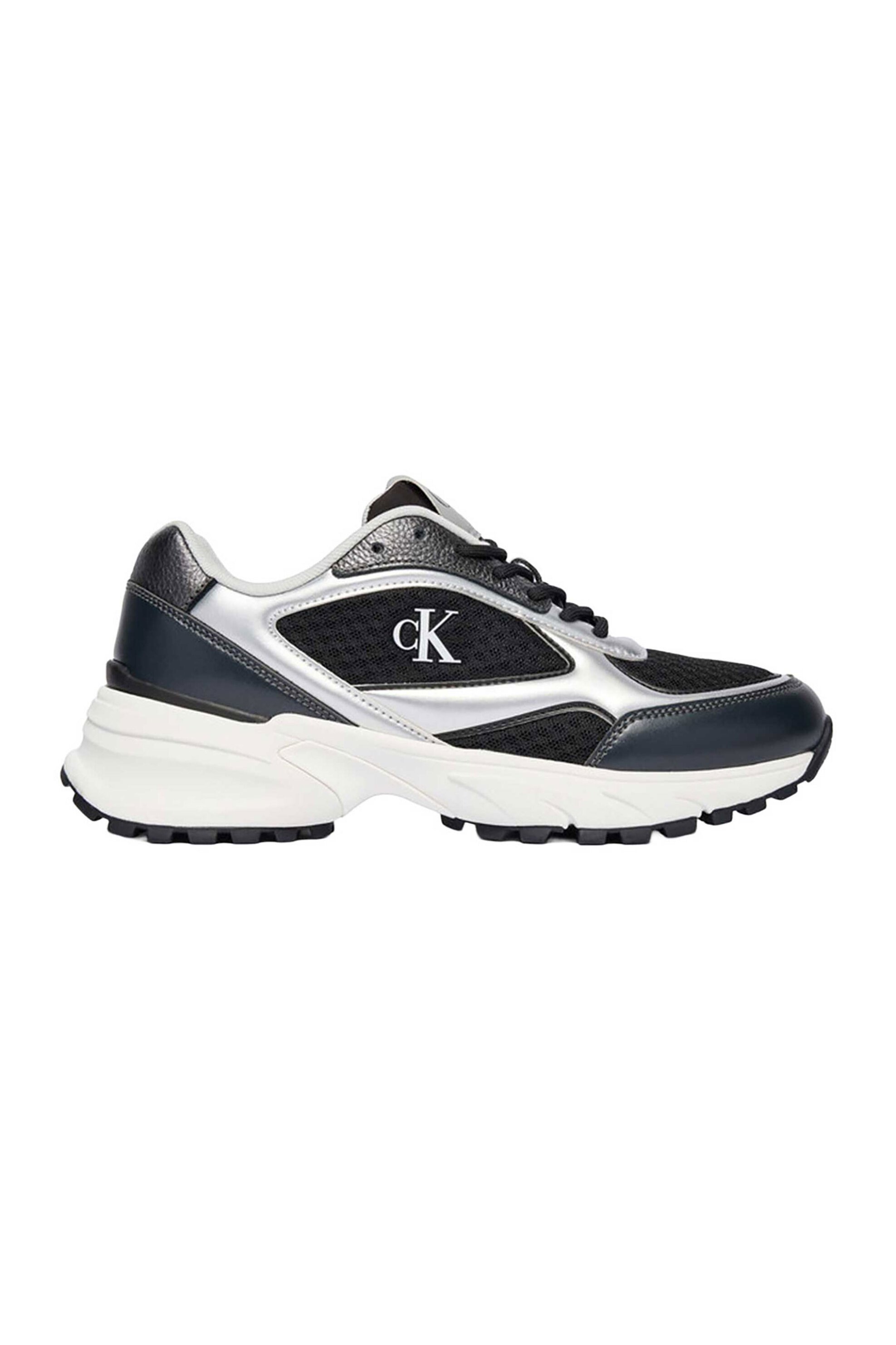 Calvin Klein Jeans γυναικεία sneakers με λογότυπο "Hike Runner Lace Up Mesh" - YW0YW02063 Μαύρο - Ασημί
