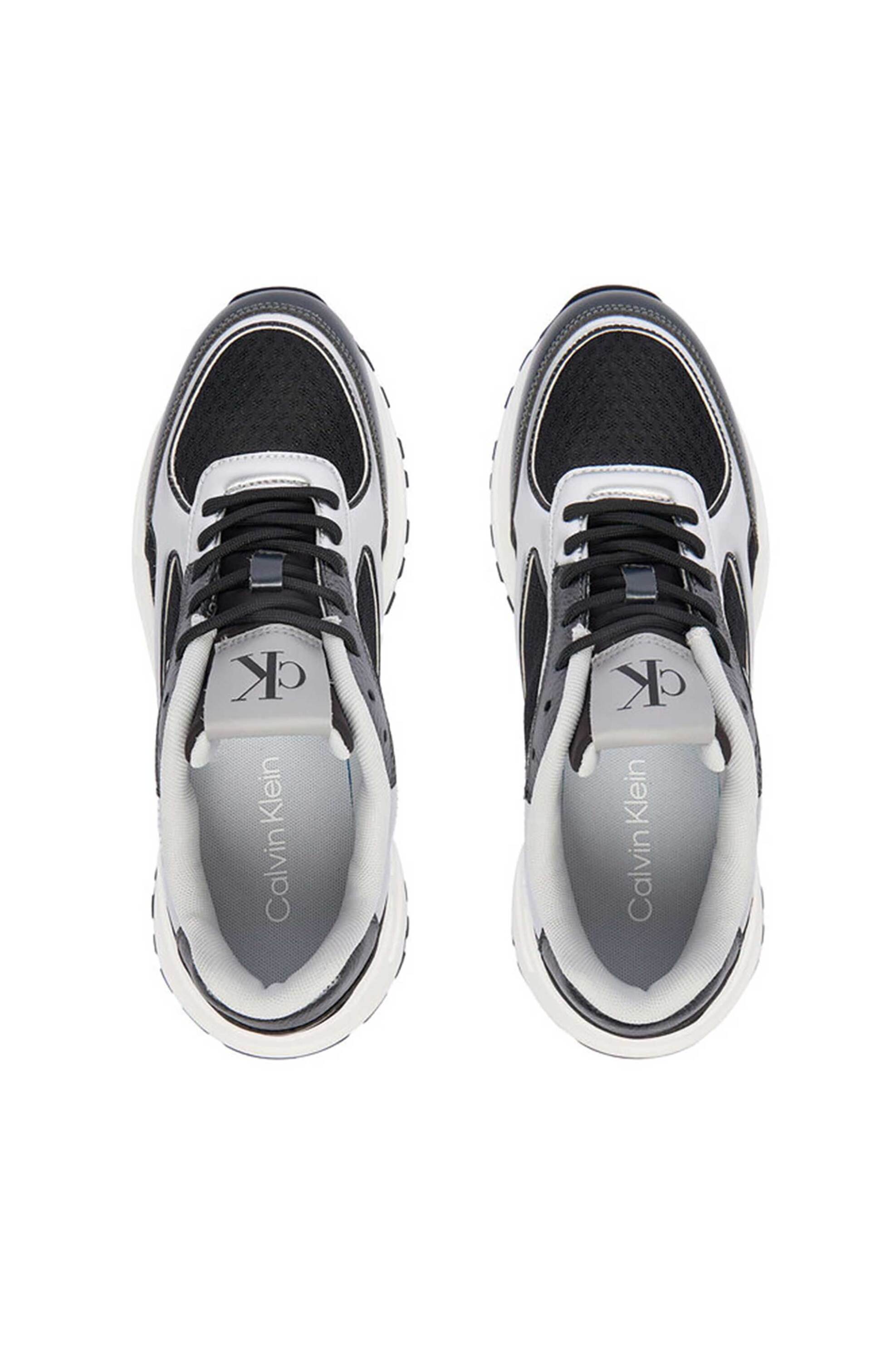 Calvin Klein Jeans Γυναικεία Sneakers με Λογότυπο Hike Runner Lace Up Mesh - Yw0Yw02063 Μαύρο Ασημί