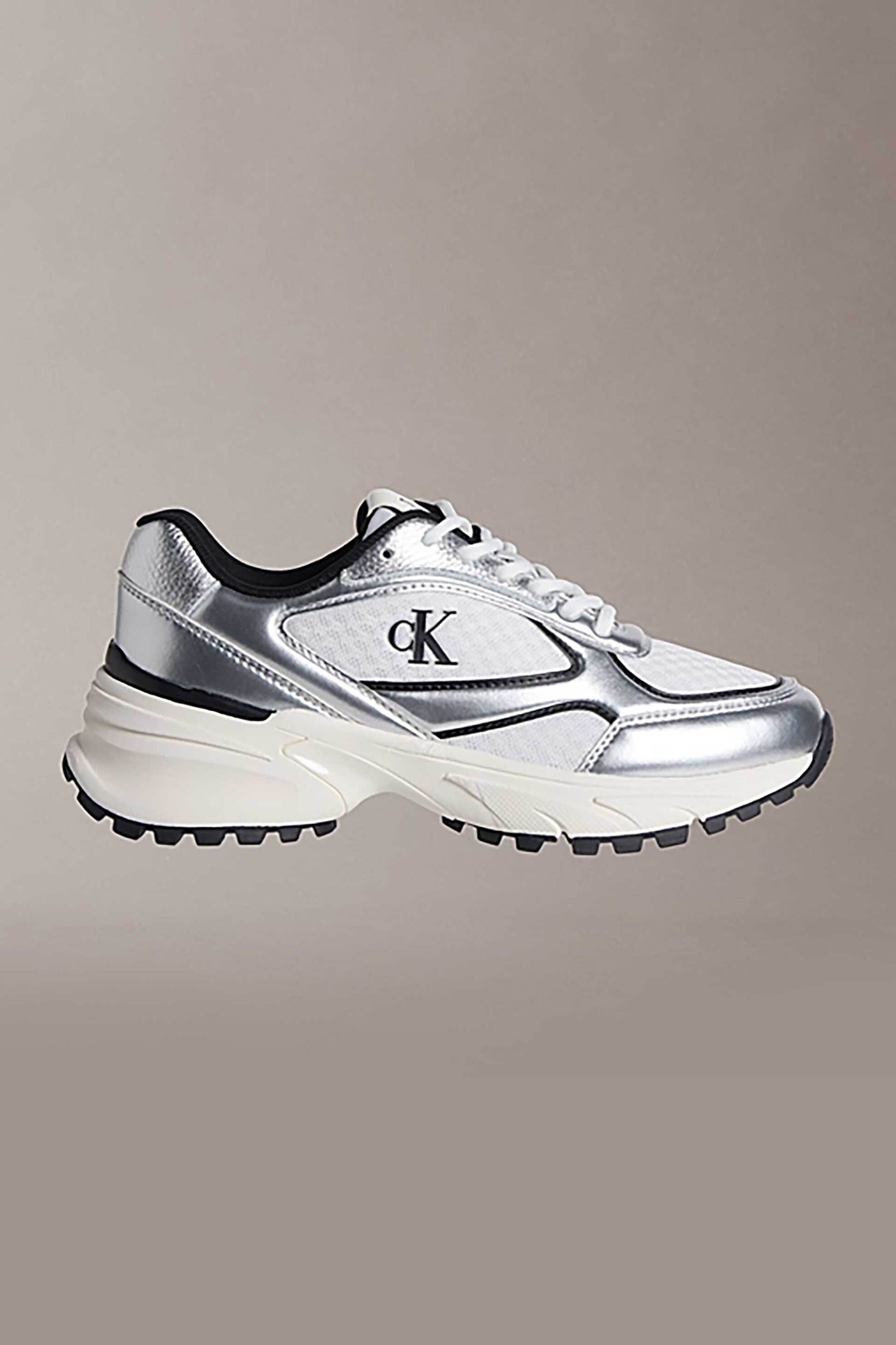 Calvin Klein Jeans γυναικεία sneakers με λογότυπο "Hike Runner Lace Up Mesh" - YW0YW02063 Ασημί