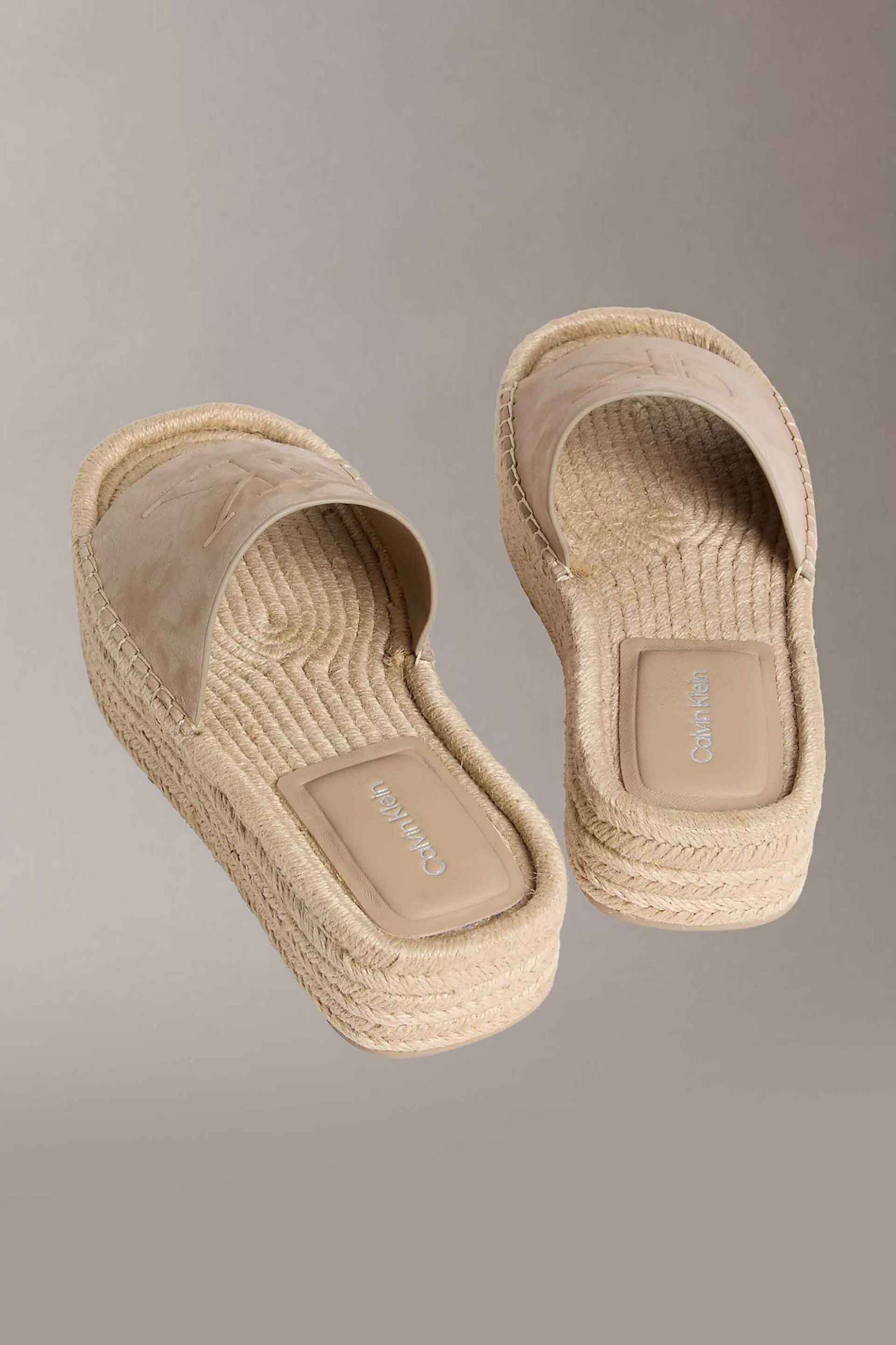 CALVIN KLEIN JEANS Calvin Klein Jeans γυναικεία nubuck flatforms με monogram "Ebeth" - HW0HW02890 Μπεζ - 3