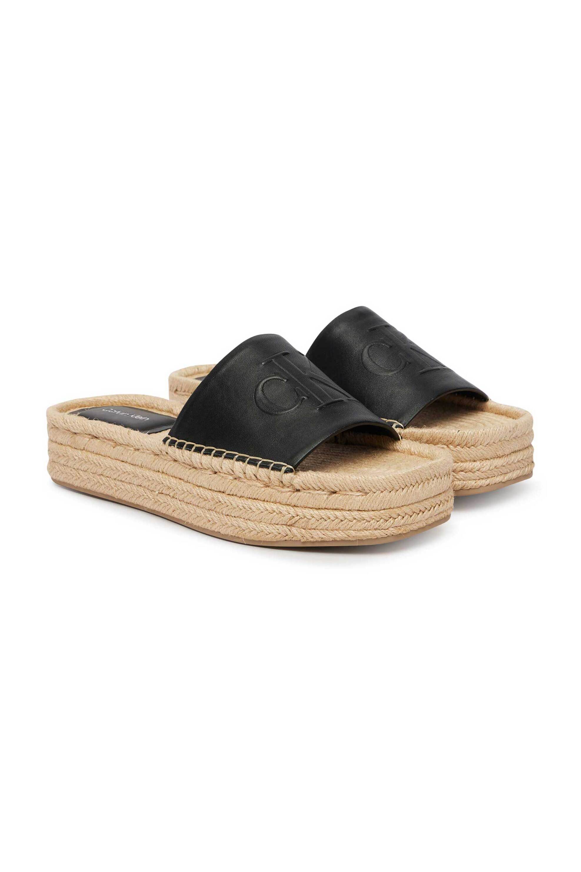 CALVIN KLEIN JEANS Calvin Klein Jeans γυναικεία δερμάτινα flatforms με monogram "Ebeth" - HW0HW03027 Μαύρο - 2