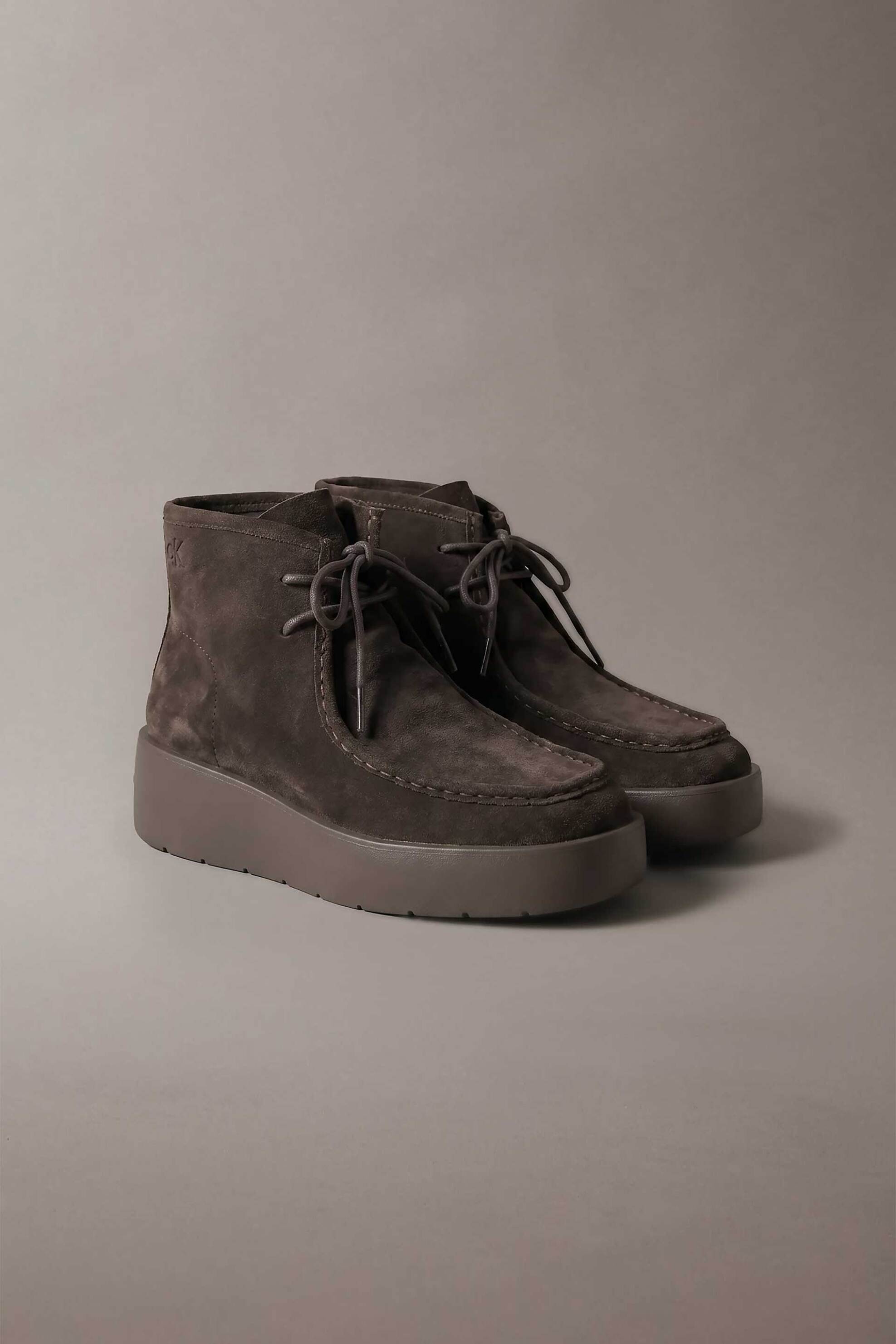 Calvin Klein Jeans γυναικεία suede μποτάκια - HW0HW03273 Καφέ Σκούρο