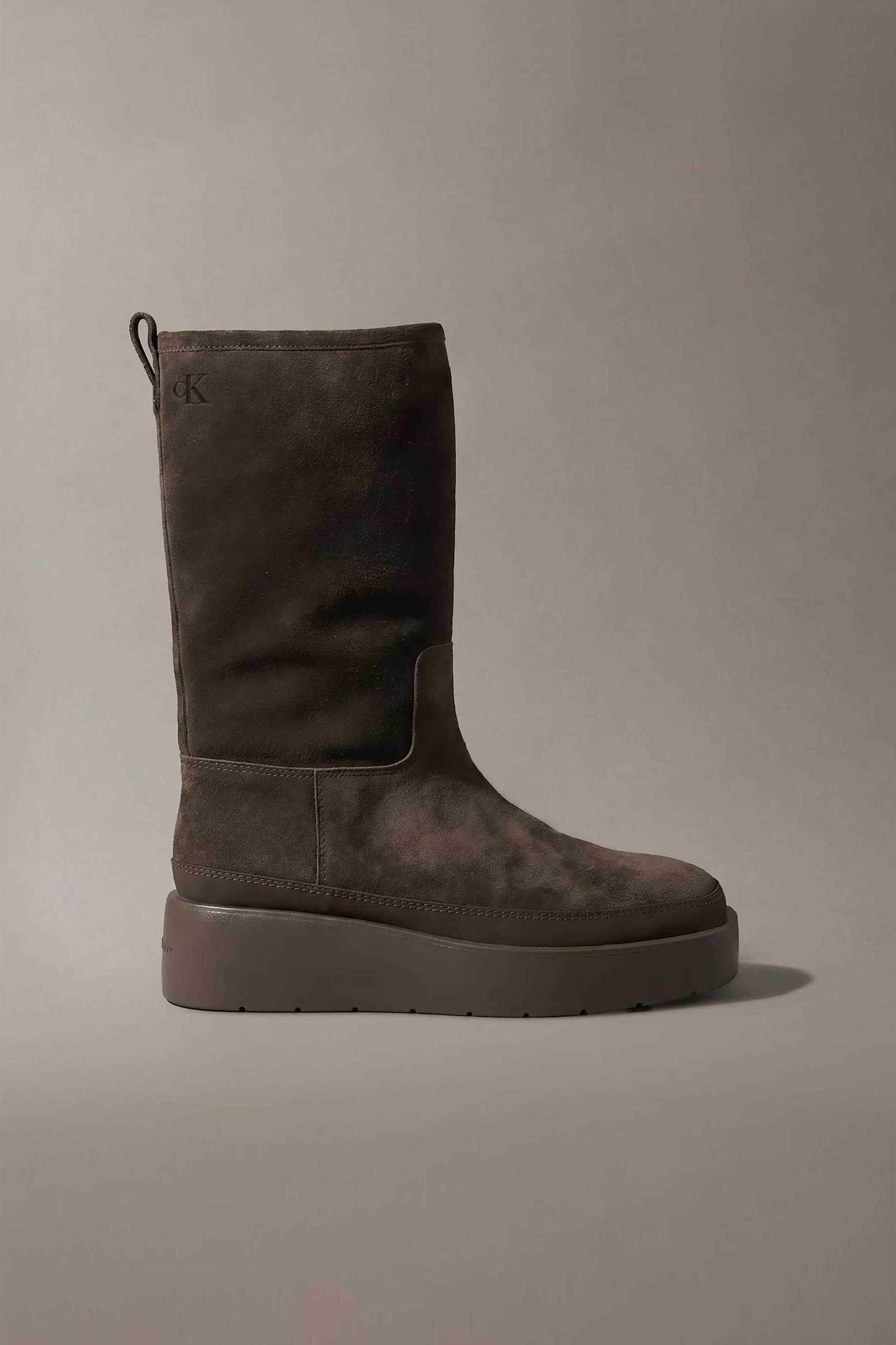 Calvin Klein Jeans γυναικείες suede μπότες - HW0HW03181 Καφέ Σκούρο