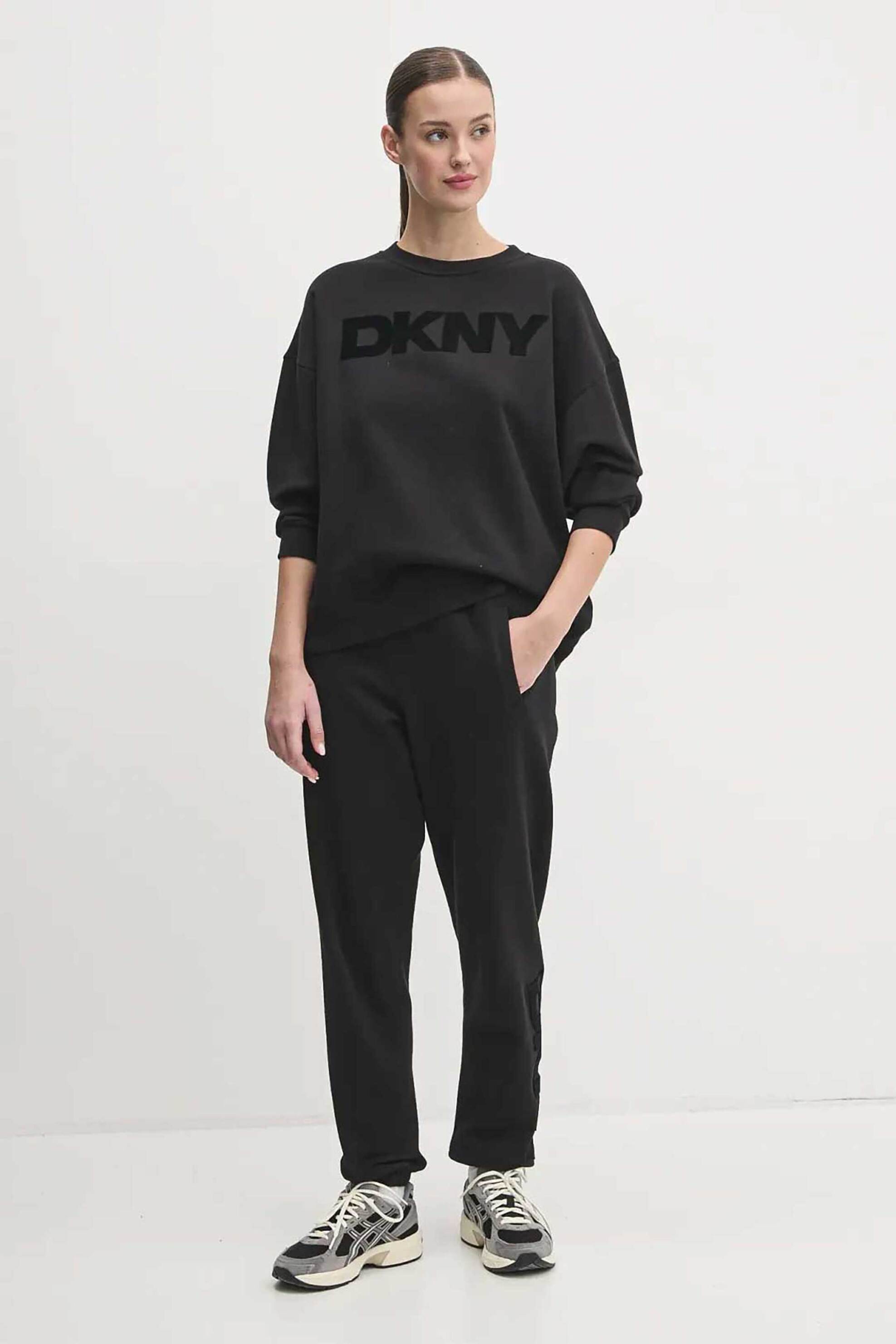  DKNY γυναικείο παντελόνι φόρμας με ανάγλυφο λογότυπο - DP5P3585 Μαύρο 2025