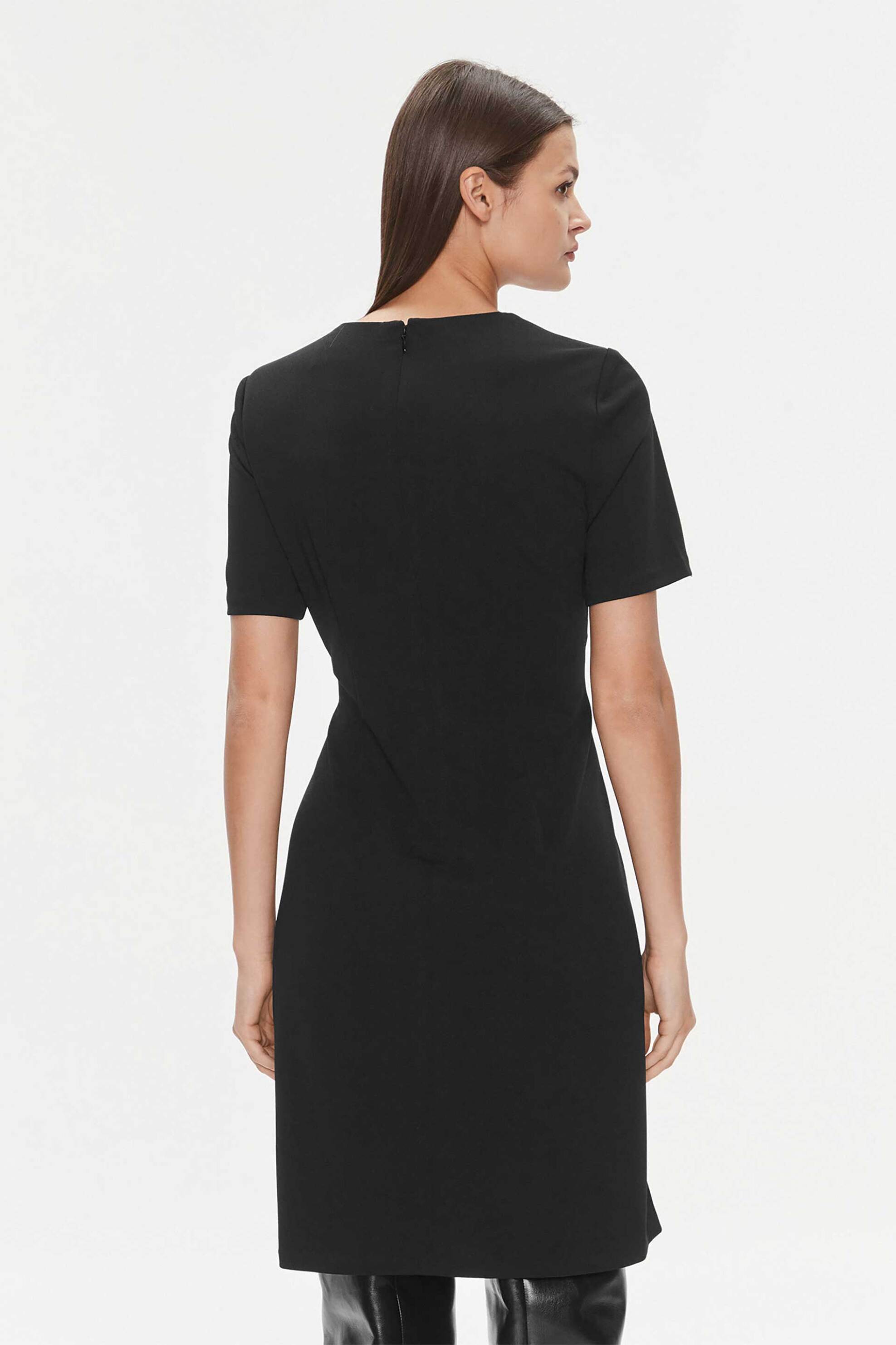 DKNY DKNY γυναικείο mini φόρεμα μονόχρωμο με κοντό μανίκι Regular Fit - DD3K1461 Μαύρο - 4