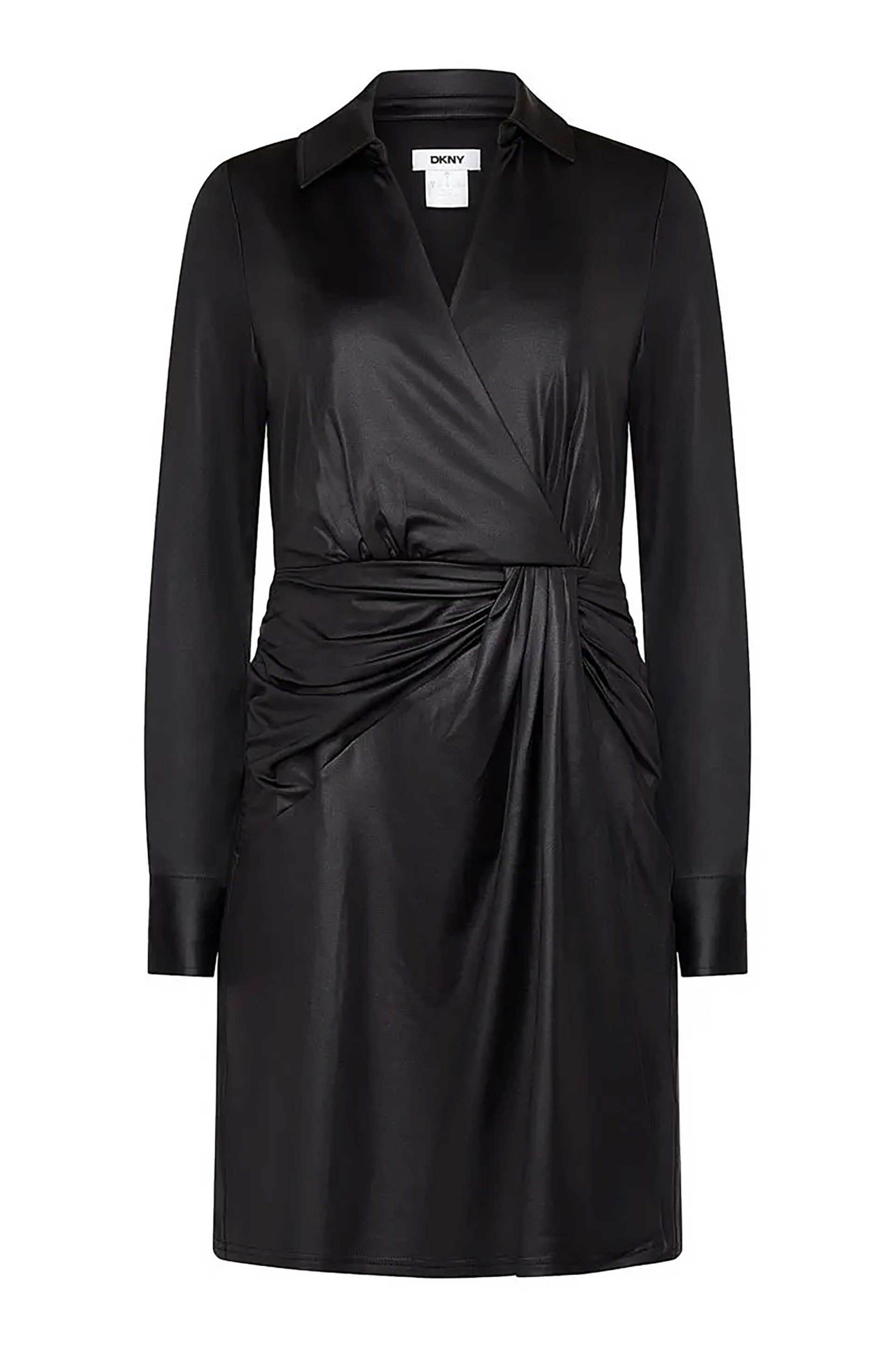 DKNY γυναικείο mini φόρεμα κρουαζέ με σατέν όψη - DD4JL26A Μαύρο