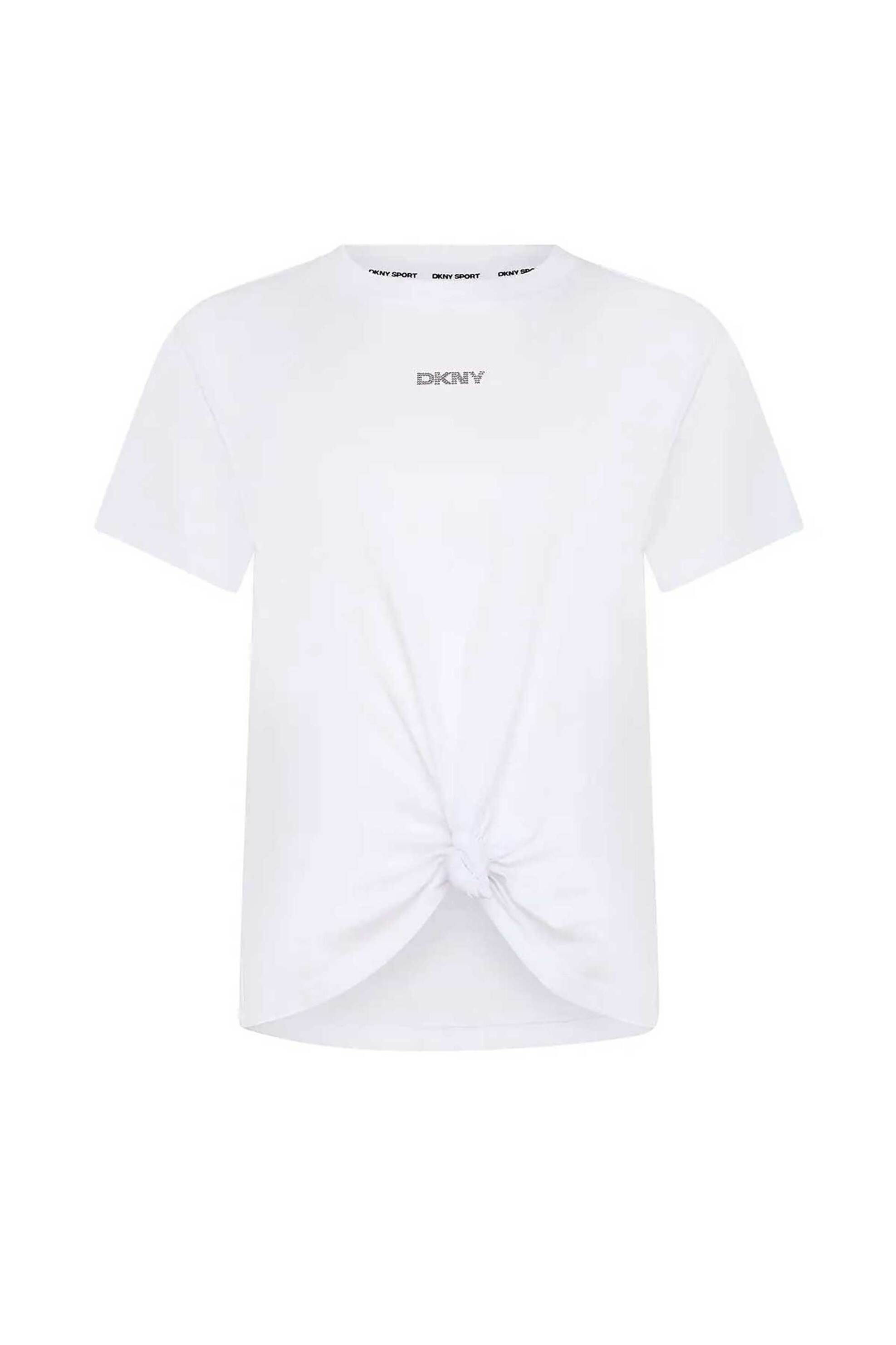  DKNY γυναικείο T-shirt με ανάγλυφο λογότυπο με στρας - DP4T9994 Λευκό 2025