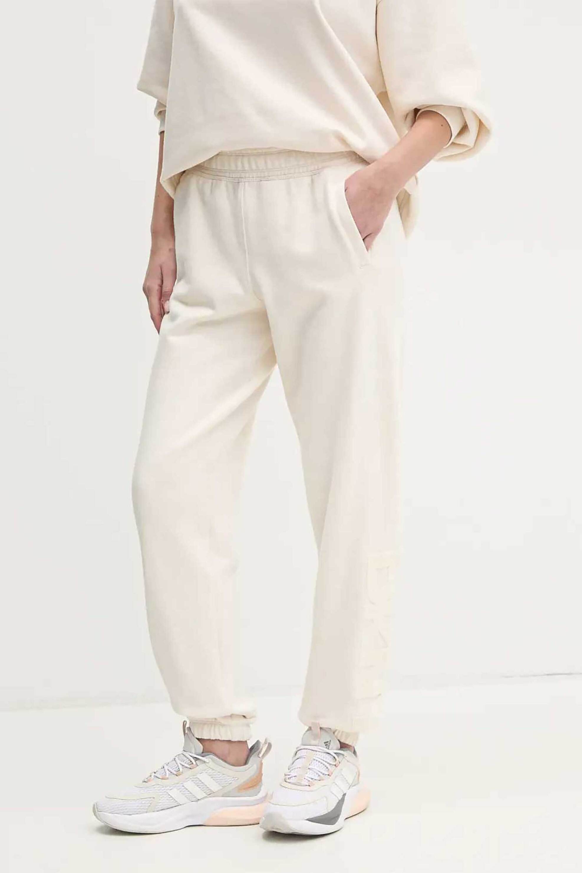 DKNY DKNY γυναικείο παντελόνι φόρμας με ανάγλυφο λογότυπο - DP5P3585 Εκρού - 2