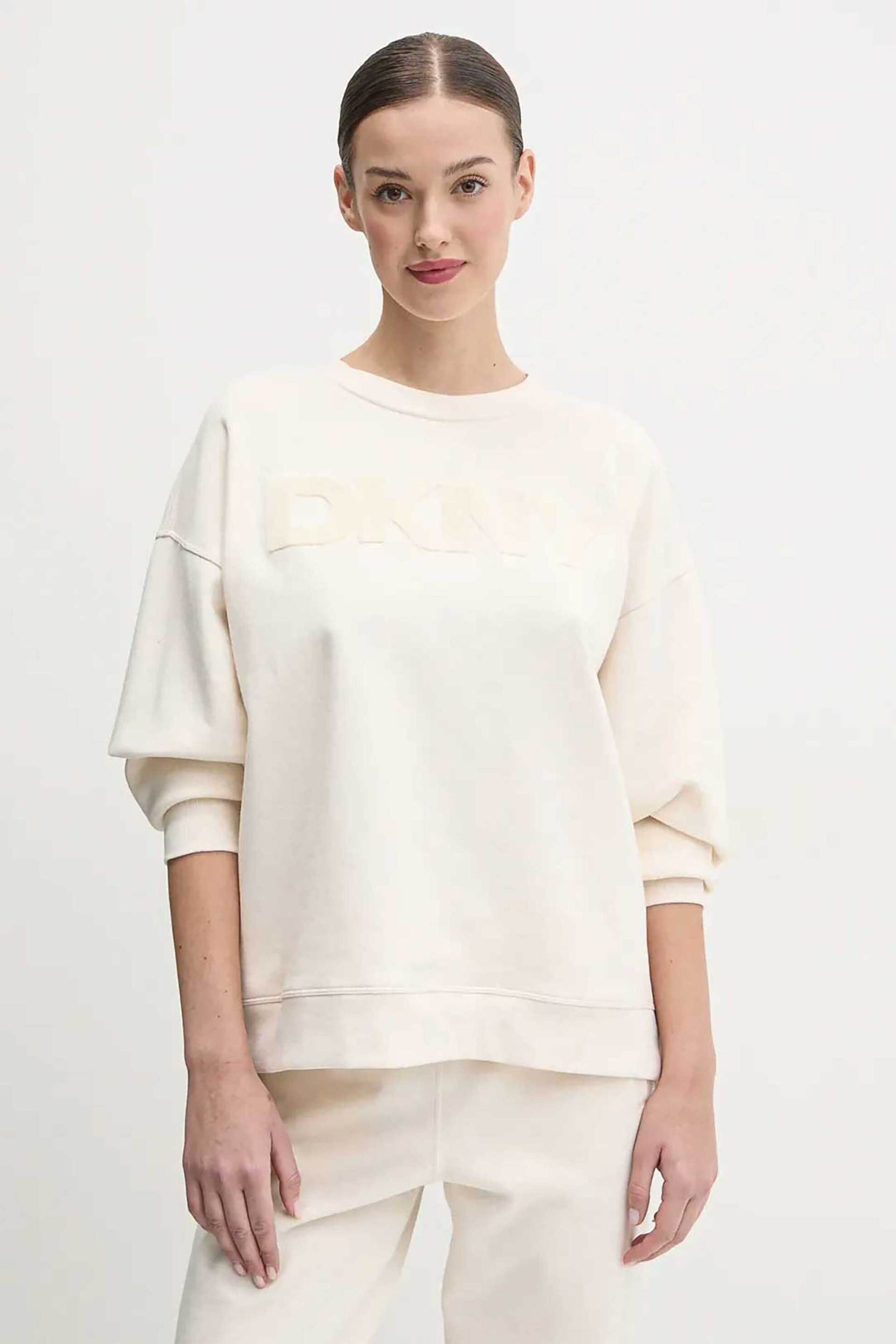  DKNY γυναικεία μπλούζα φούτερ με ανάγλυφο λογότυπο - DP5T1140 Εκρού 2025