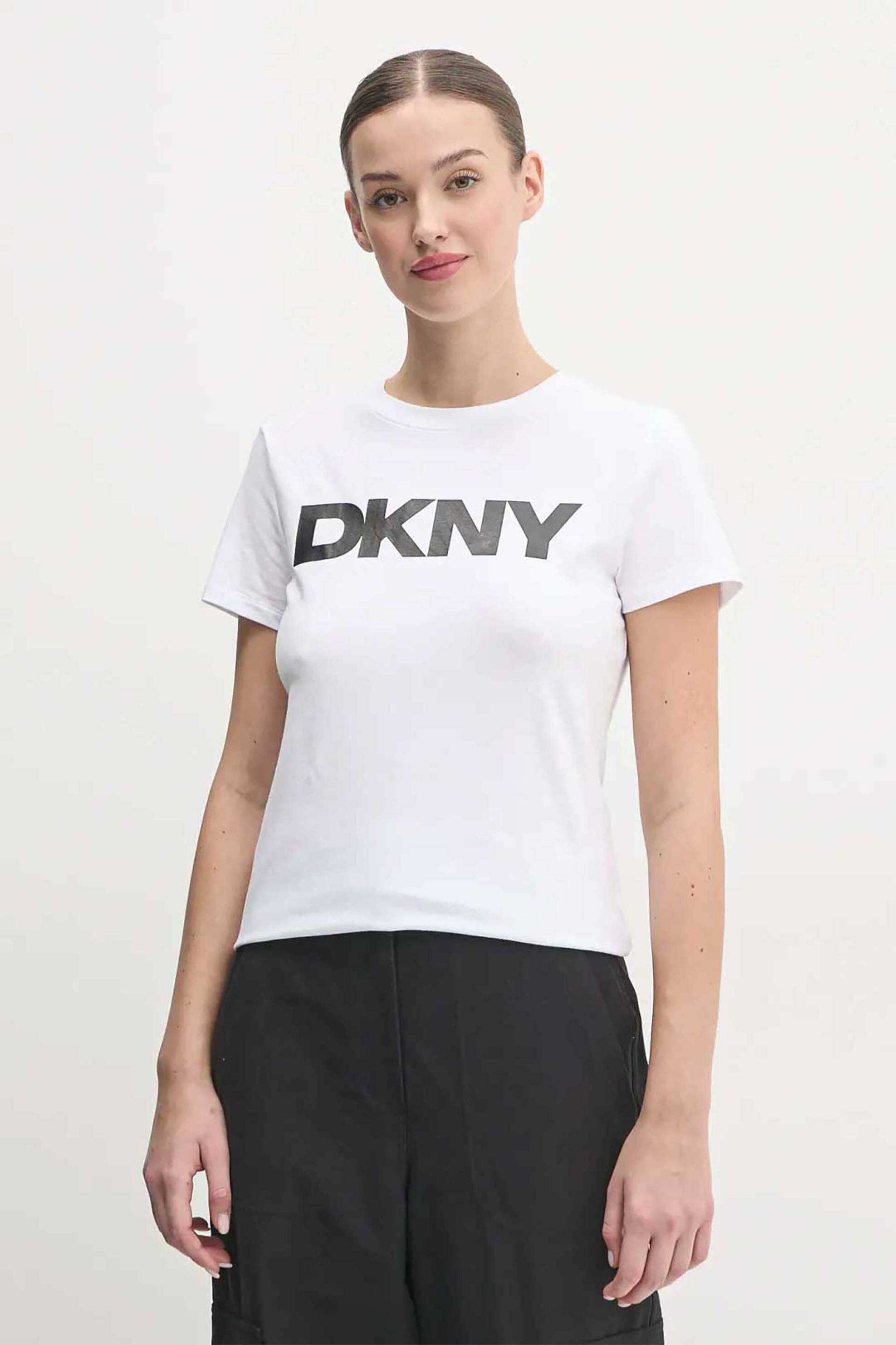  DKNY γυναικείο Τ-shirt με σταμπωτό λογότυπο - DP5T9923 Λευκό 2025