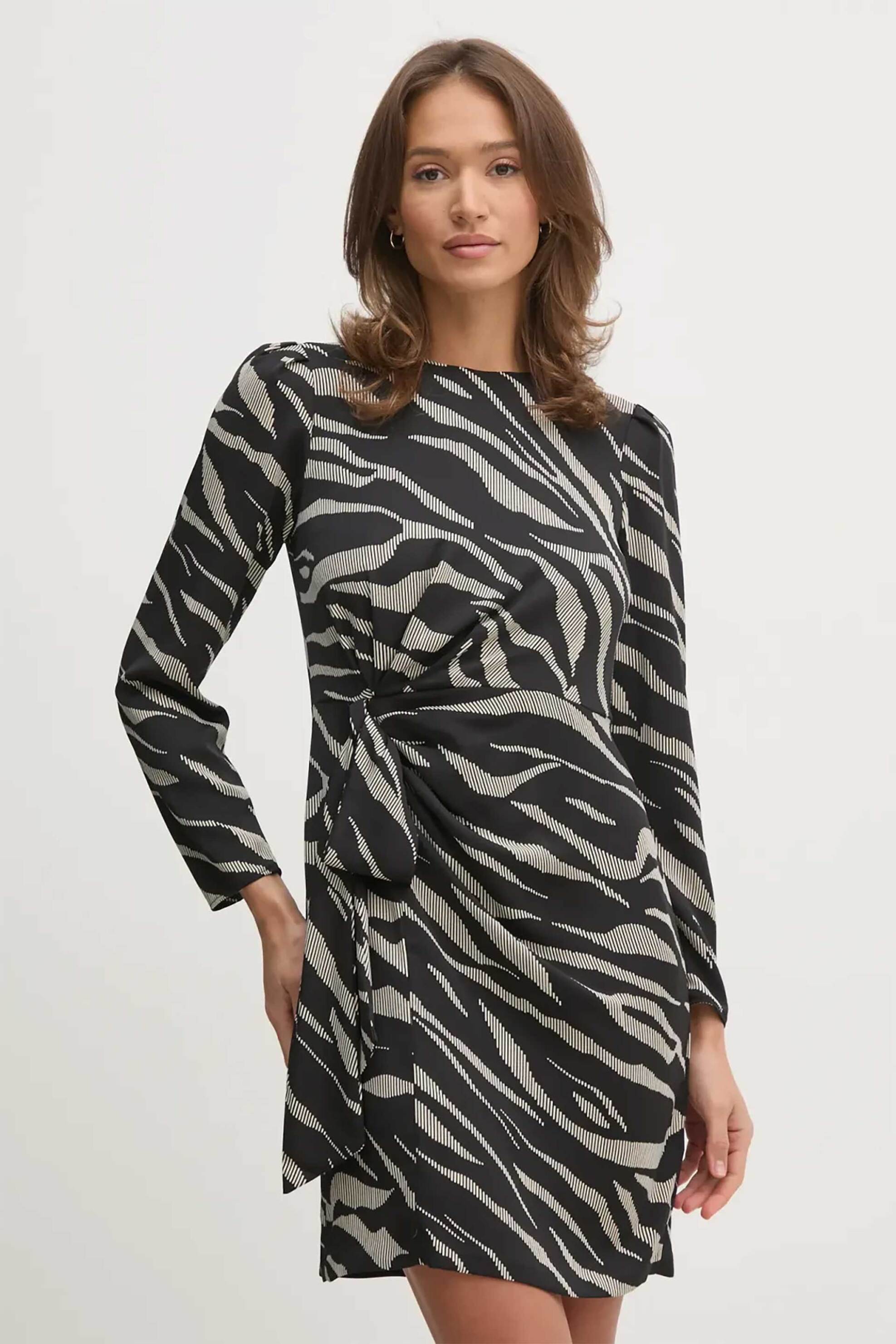DKNY γυναικείο mini φόρεμα μονόχρωμο με animal print - DD4J6D35 Ασπρόμαυρο