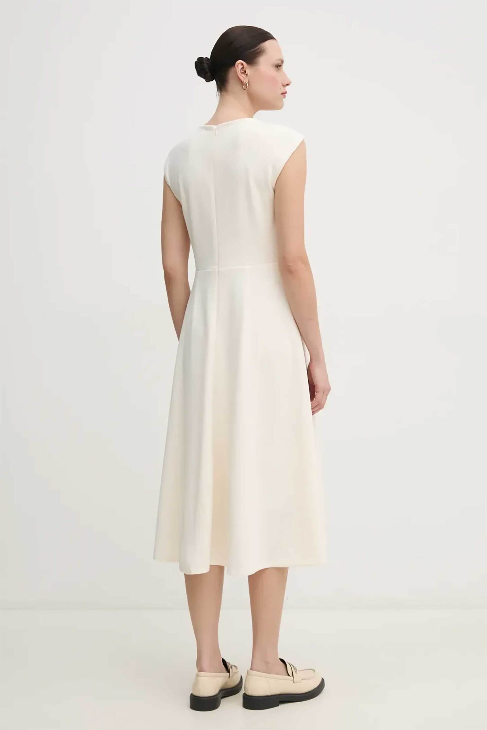 DKNY DKNY γυναικείο midi φόρεμα αμάνικο μονόχρωμο - DD4KC366 Λευκό - 3