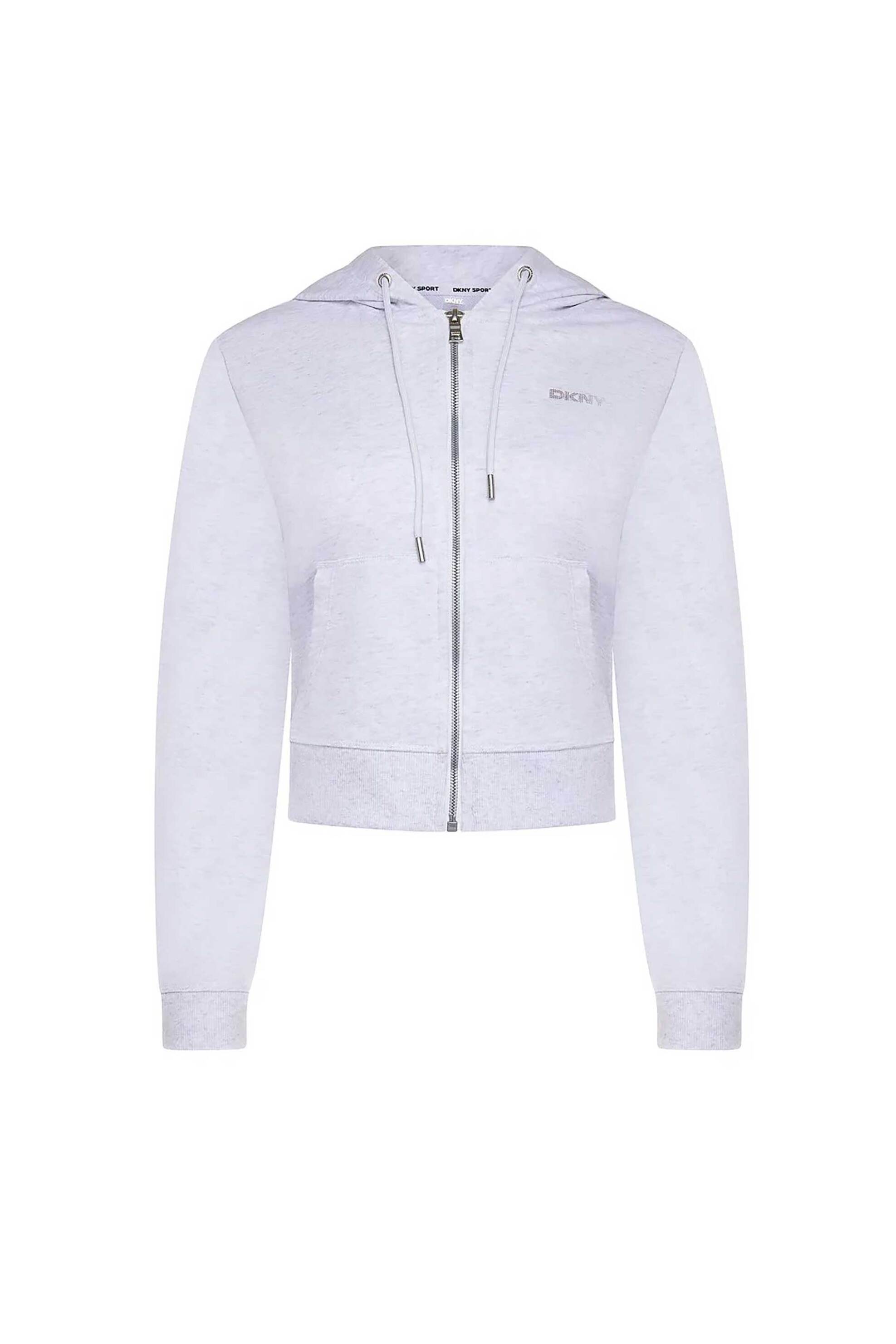 DKNY DKNY γυναικεία ζακέτα φούτερ με κουκούλα μονόχρωμη - DP5J9588 Λευκό