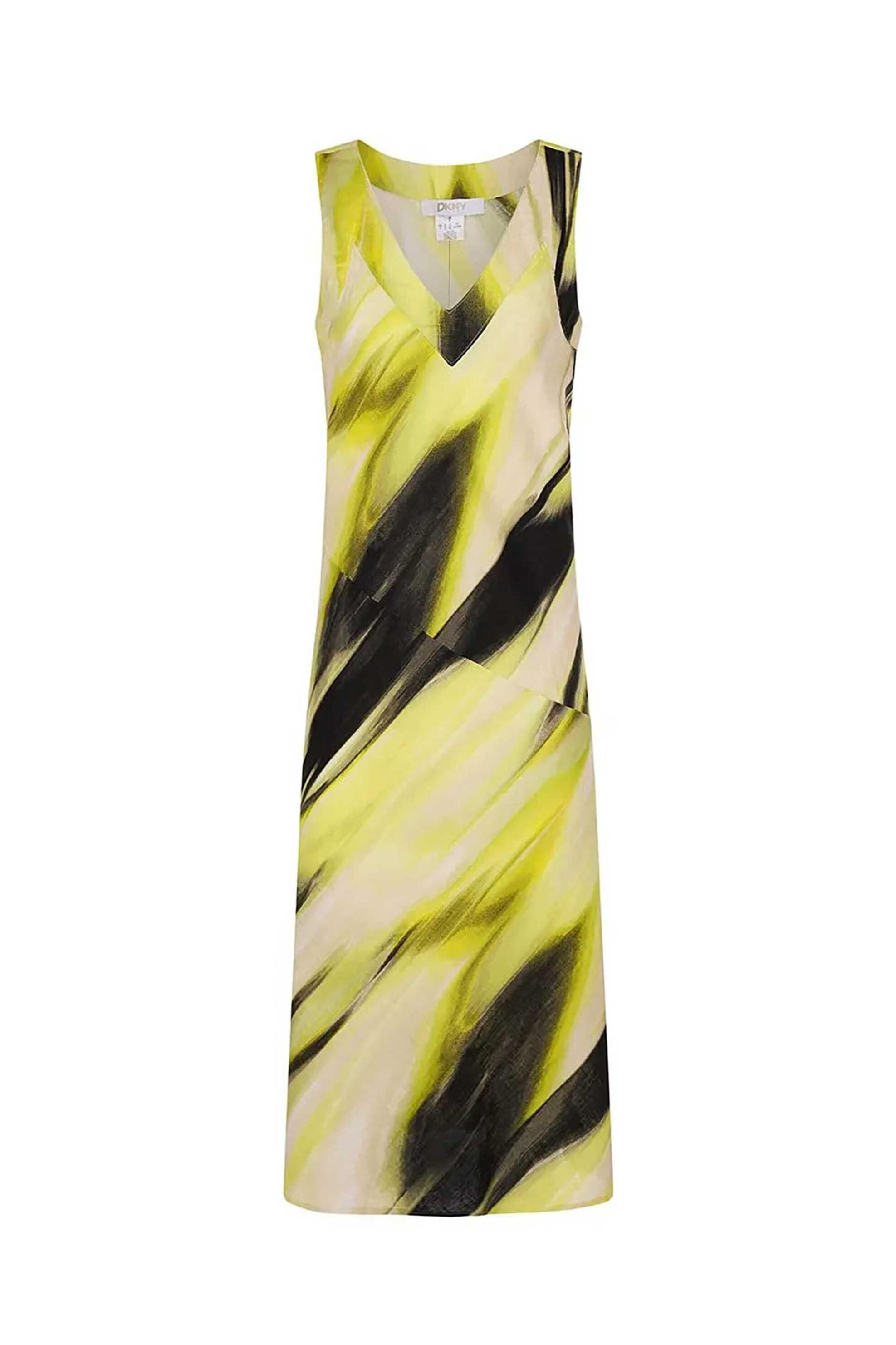 DKNY γυναικείο midi φόρεμα αμάνικο με all-over print - P5BBVZ70 Κίτρινο