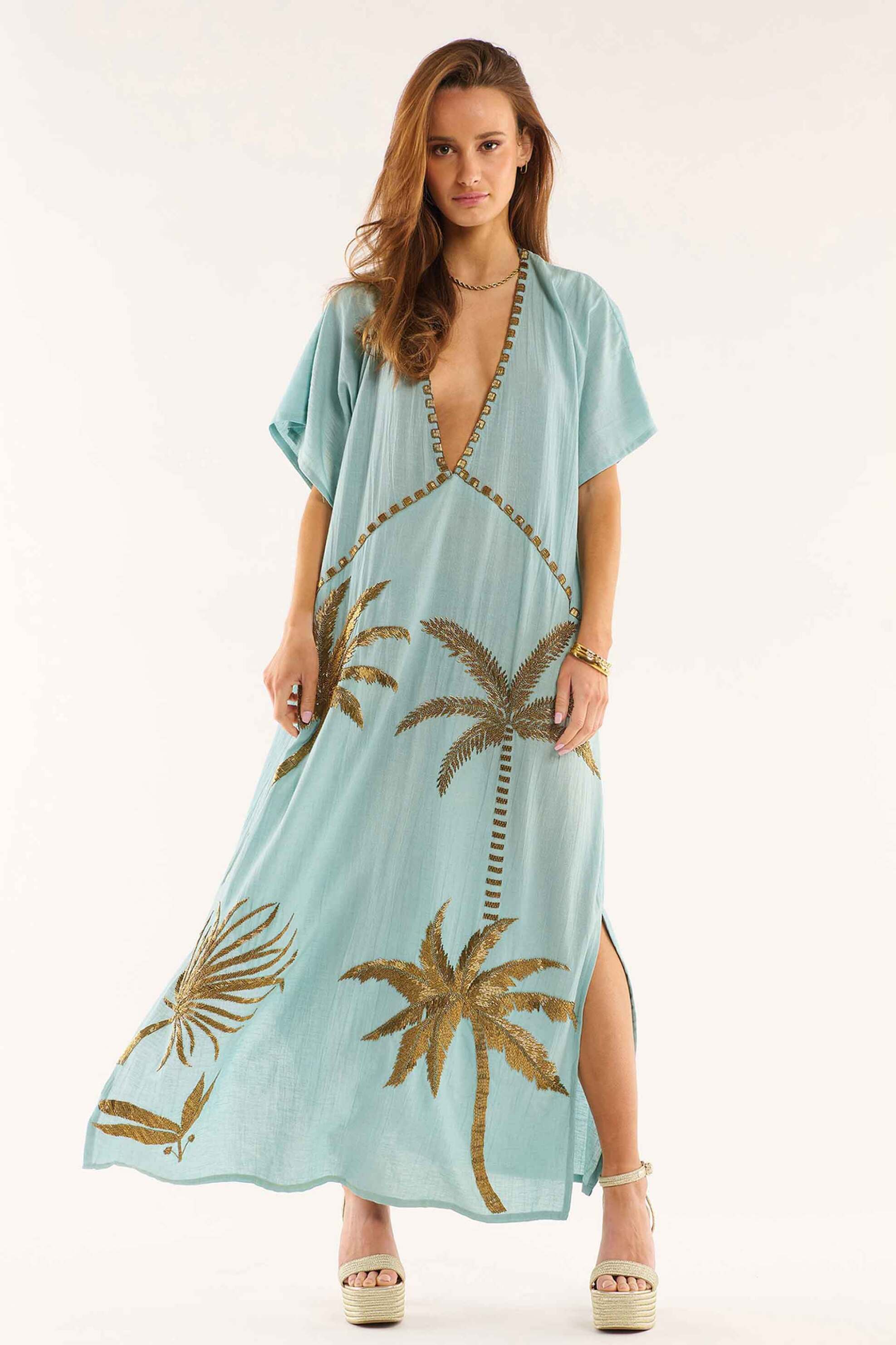 WILD PARIS Wild Paris γυναικείο maxi φόρεμα με κέντημα "Annie" - ANNIE/ROBE/SS25 Μπλε