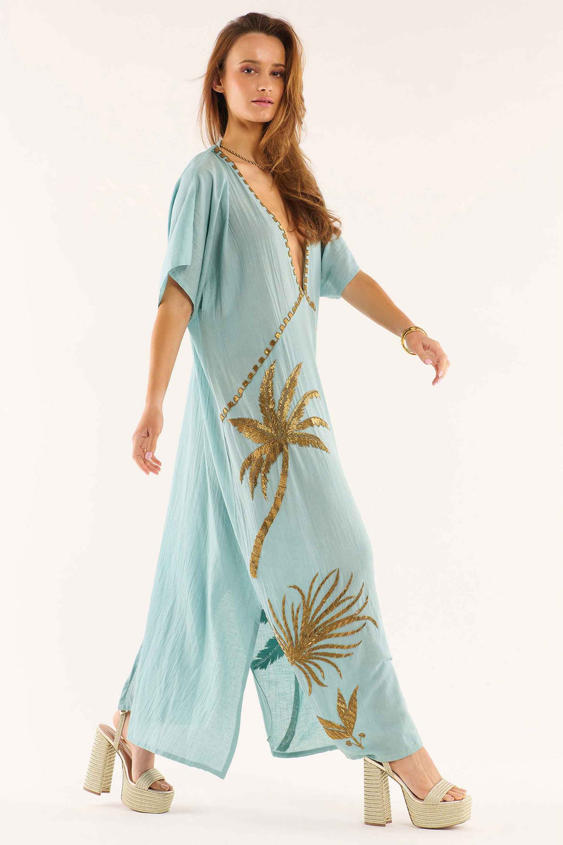 Wild Paris γυναικείο maxi φόρεμα με κέντημα "Annie" - ANNIE/ROBE/SS25 Μπλε φωτογραφία