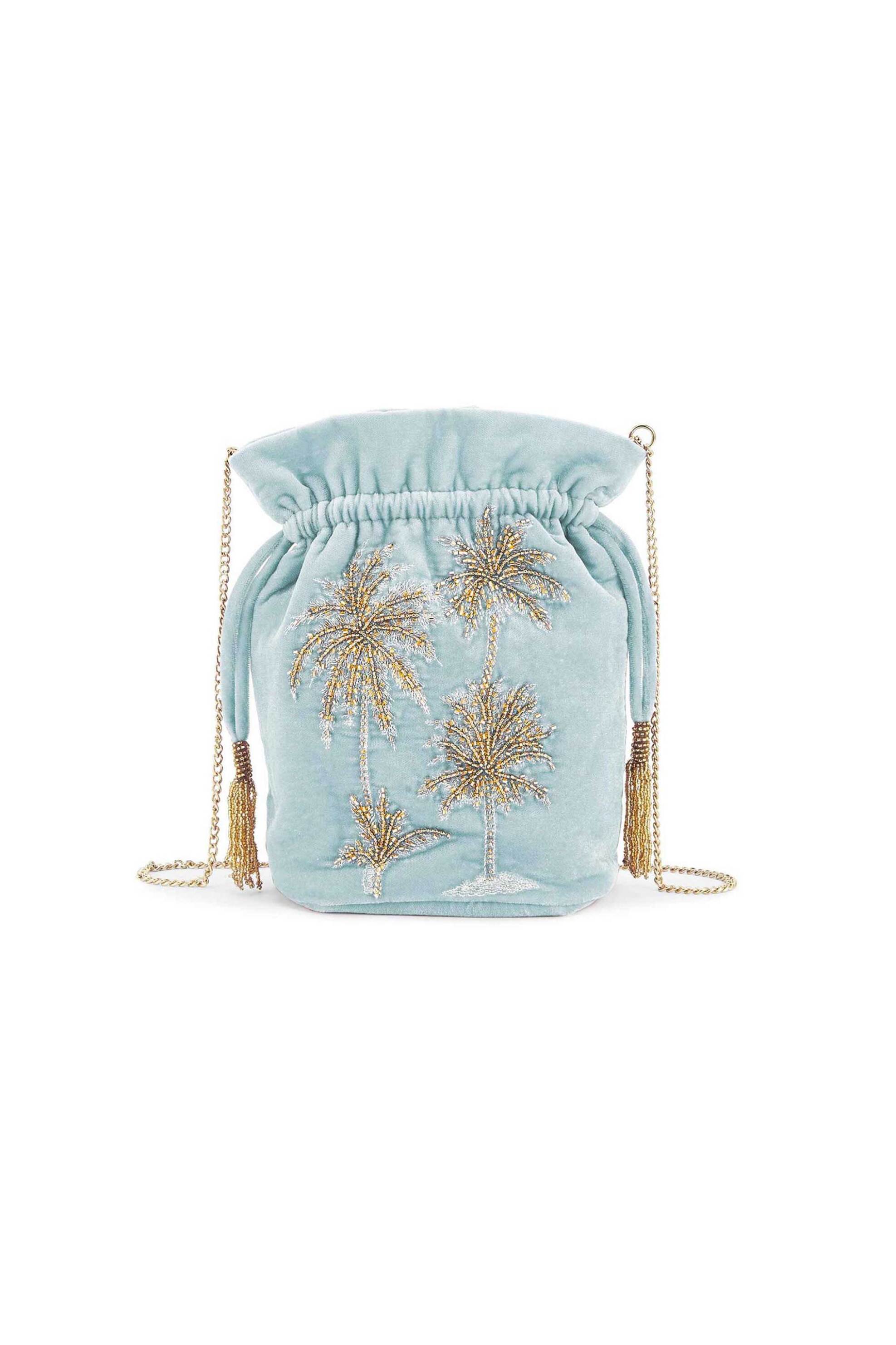 WILD PARIS Wild Paris γυναικείο τσαντάκι bucket με κέντημα "Aphelios" - APHELIOS/SAC/SS25 Γαλάζιο