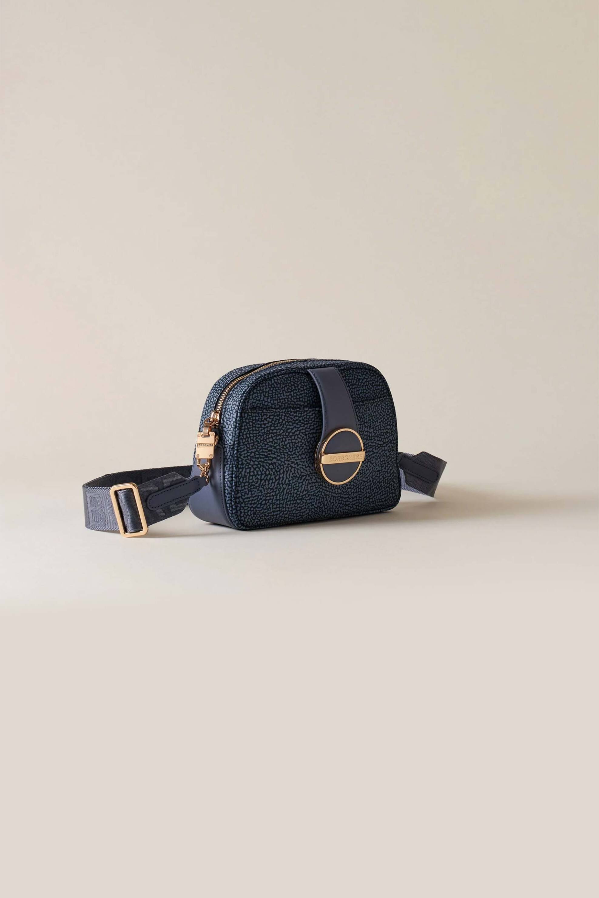 Borbonese γυναικείο mini bag crossbody με all-over print "Eclipse Small" - P2591010017-I15-X49 Μπλε Σκούρο φωτογραφία
