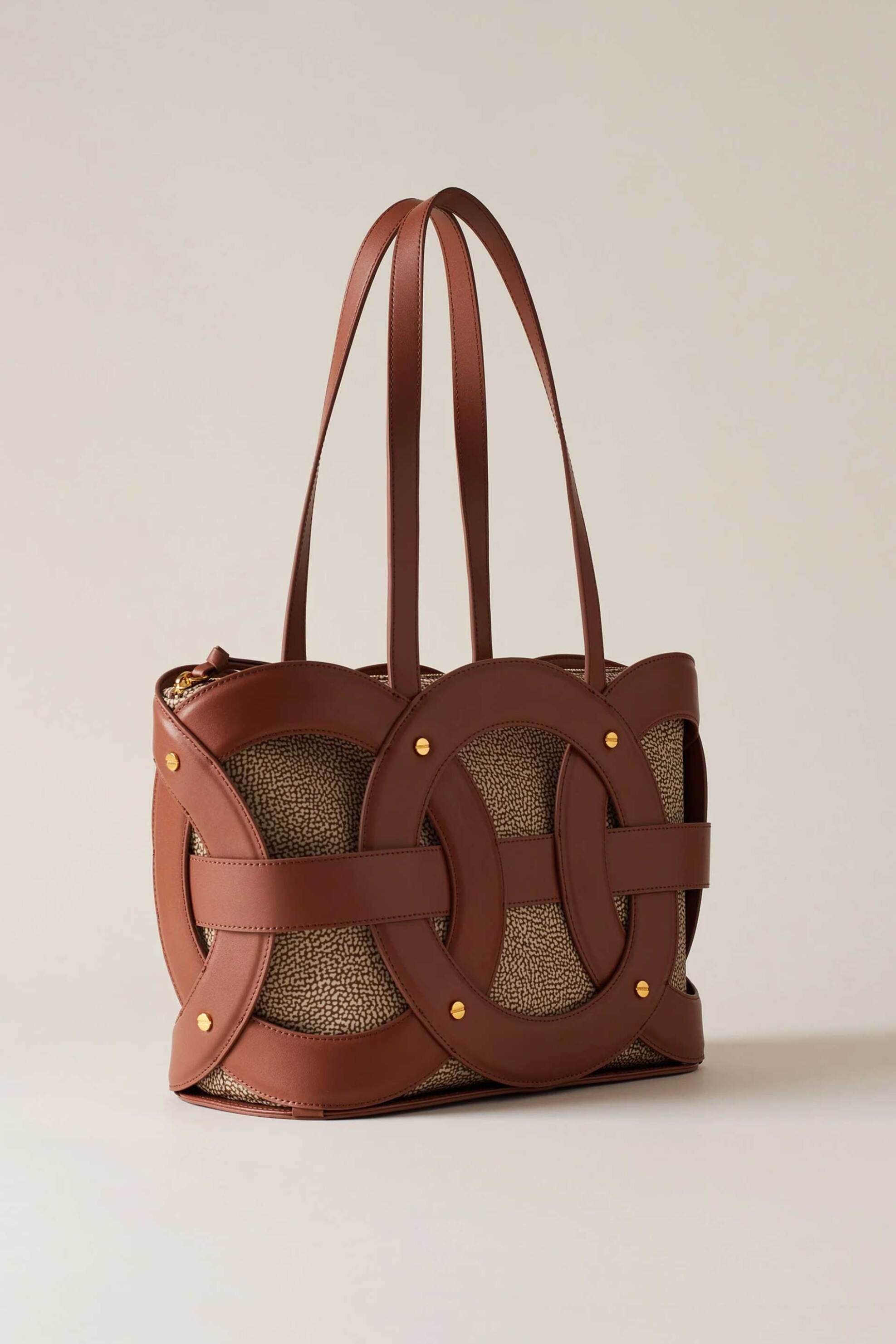 Borbonese γυναικεία δερμάτινη τσάντα shopper "All Round Medium" - P2591010052-0057-X44 Καφέ φωτογραφία