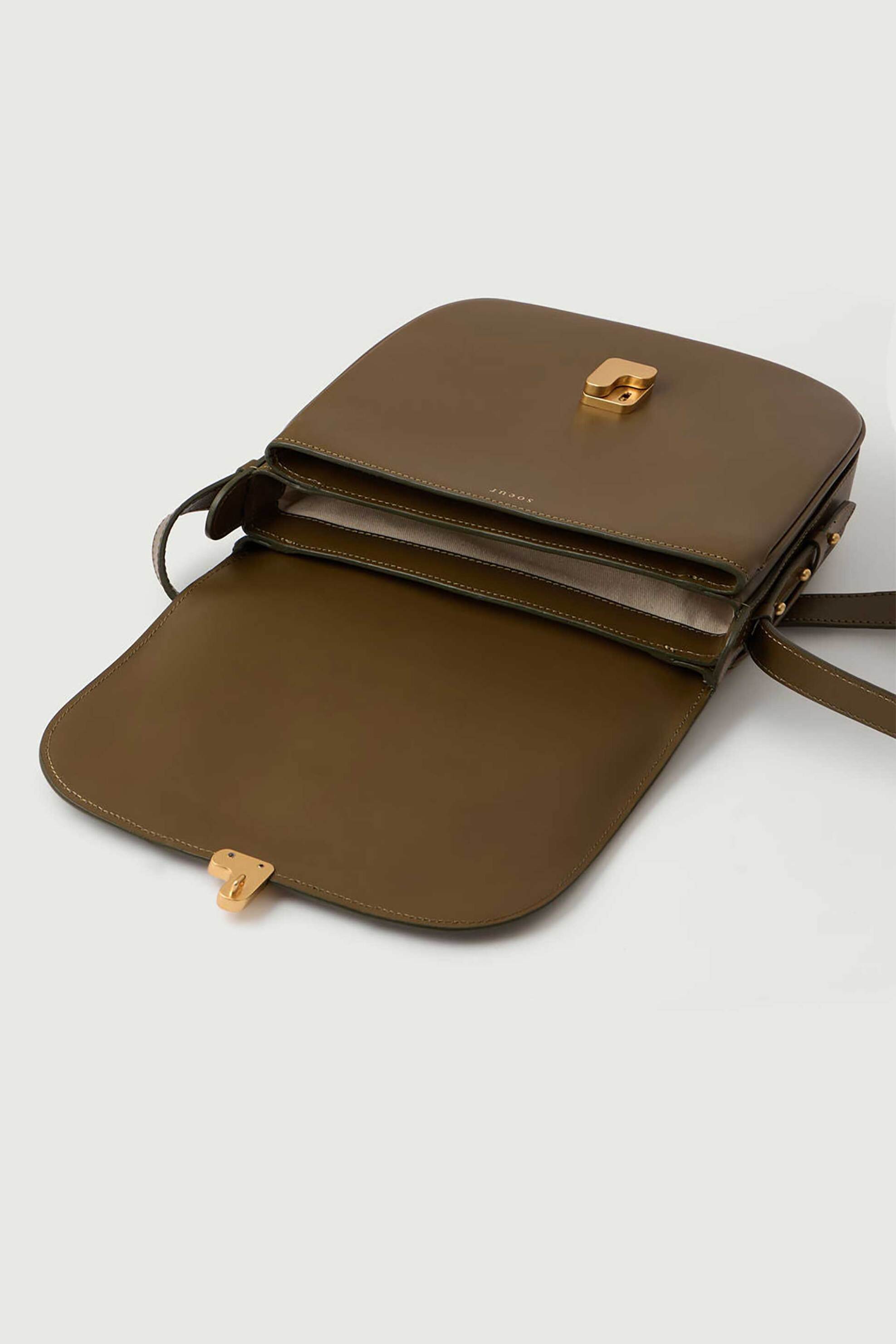Soeur Γυναικεία Δερμάτινη Τσάντα Ώμου Crossbody Bellissima Maxi - Sem1611Bellimax Λαδί