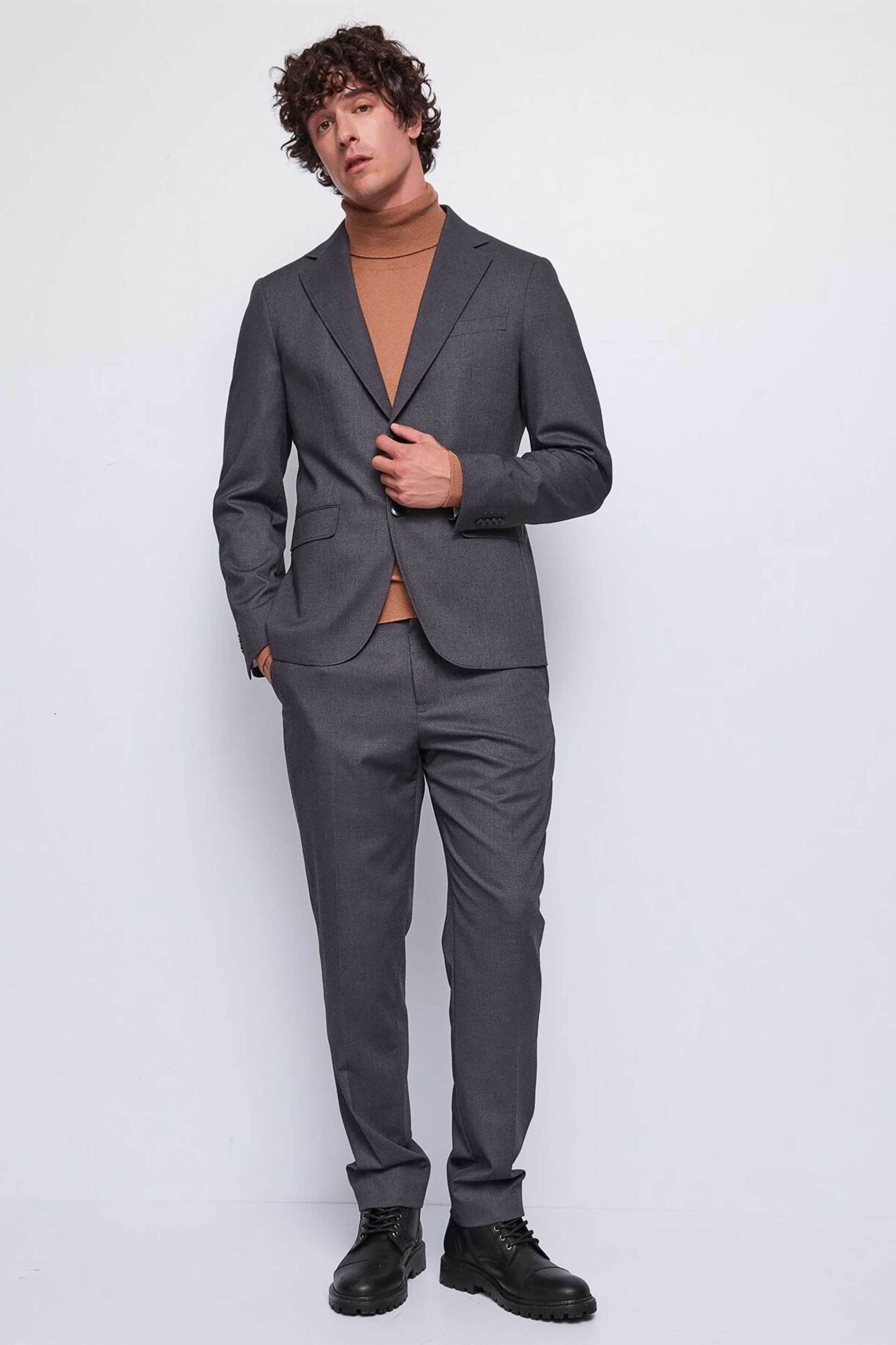 Gaudi ανδρικό σετ σακάκι και παντελόνι (2 τεμάχια) - 521GU15003 Γκρι