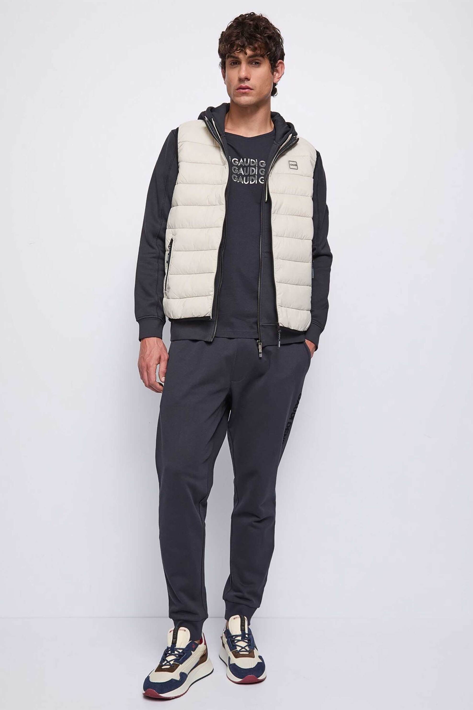 Gaudi ανδρικό παντελόνι φόρμας μονόχρωμο Relaxed Fit - 521GU24003 Γκρι Σκούρο