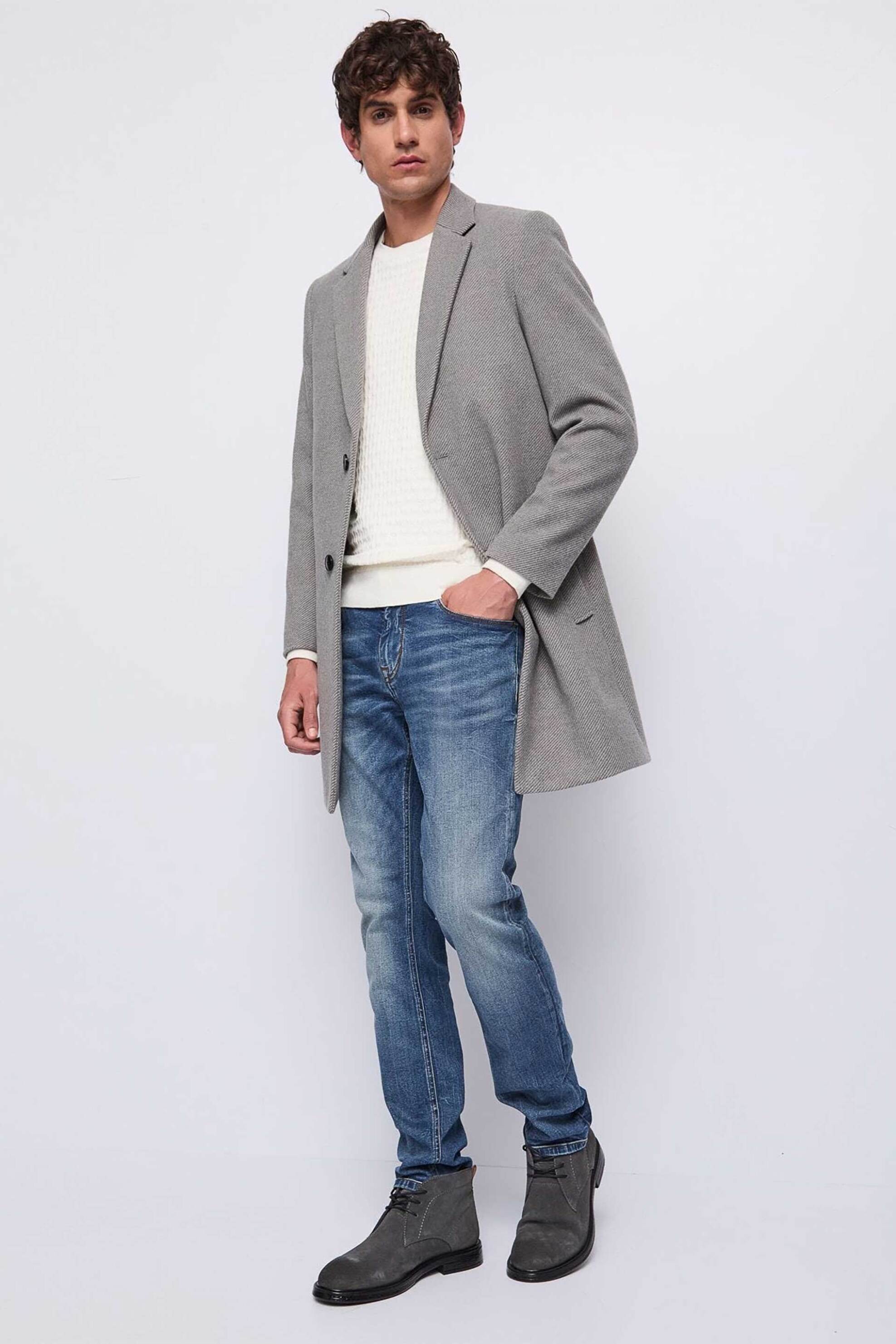 Gaudi ανδρικό παλτό με ριγέ σχέδιο - 521GU35017 Γκρι