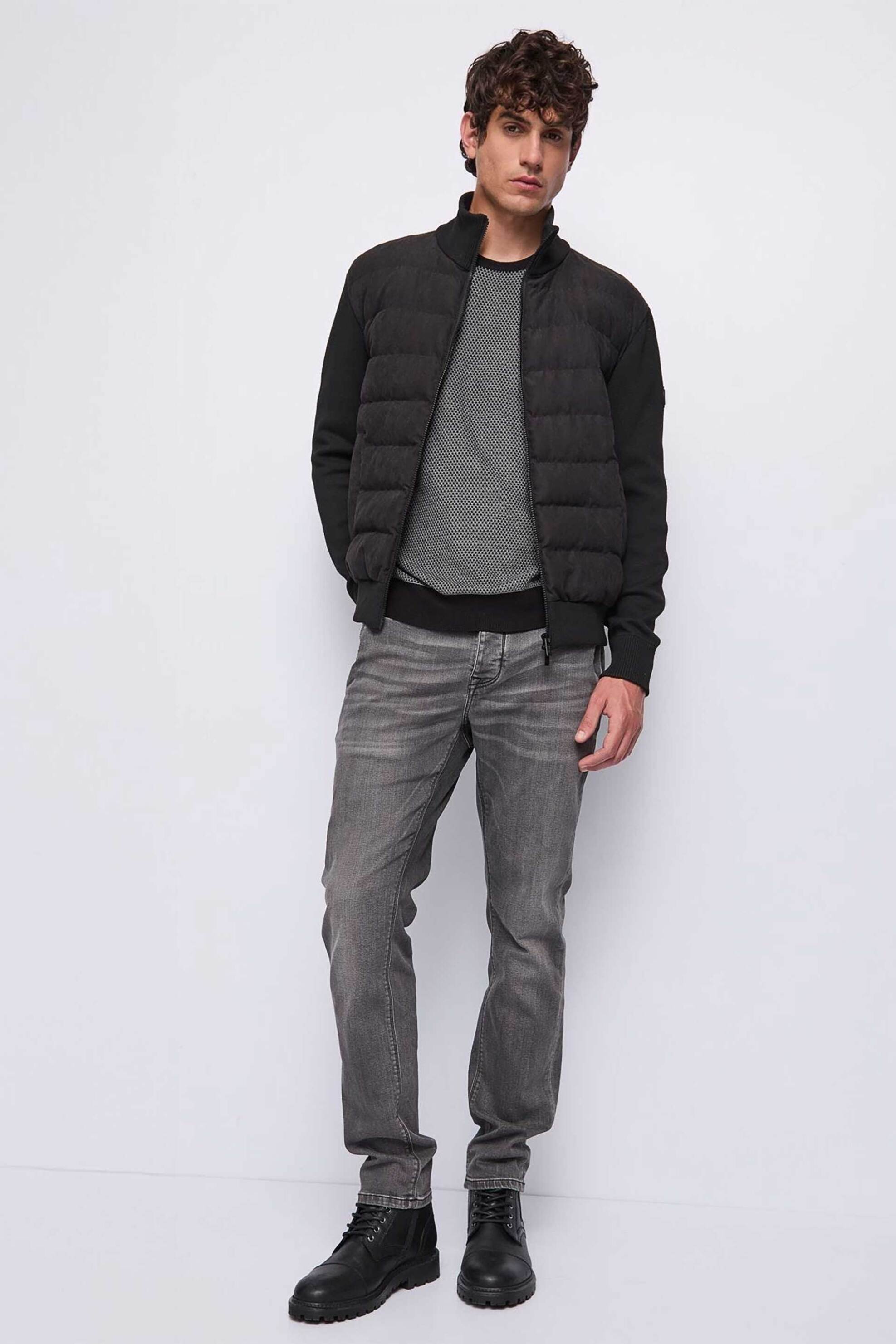 GAUDÍ Gaudi ανδρική ζακέτα με καπιτονέ σχέδιο - 521GU35025 Μαύρο