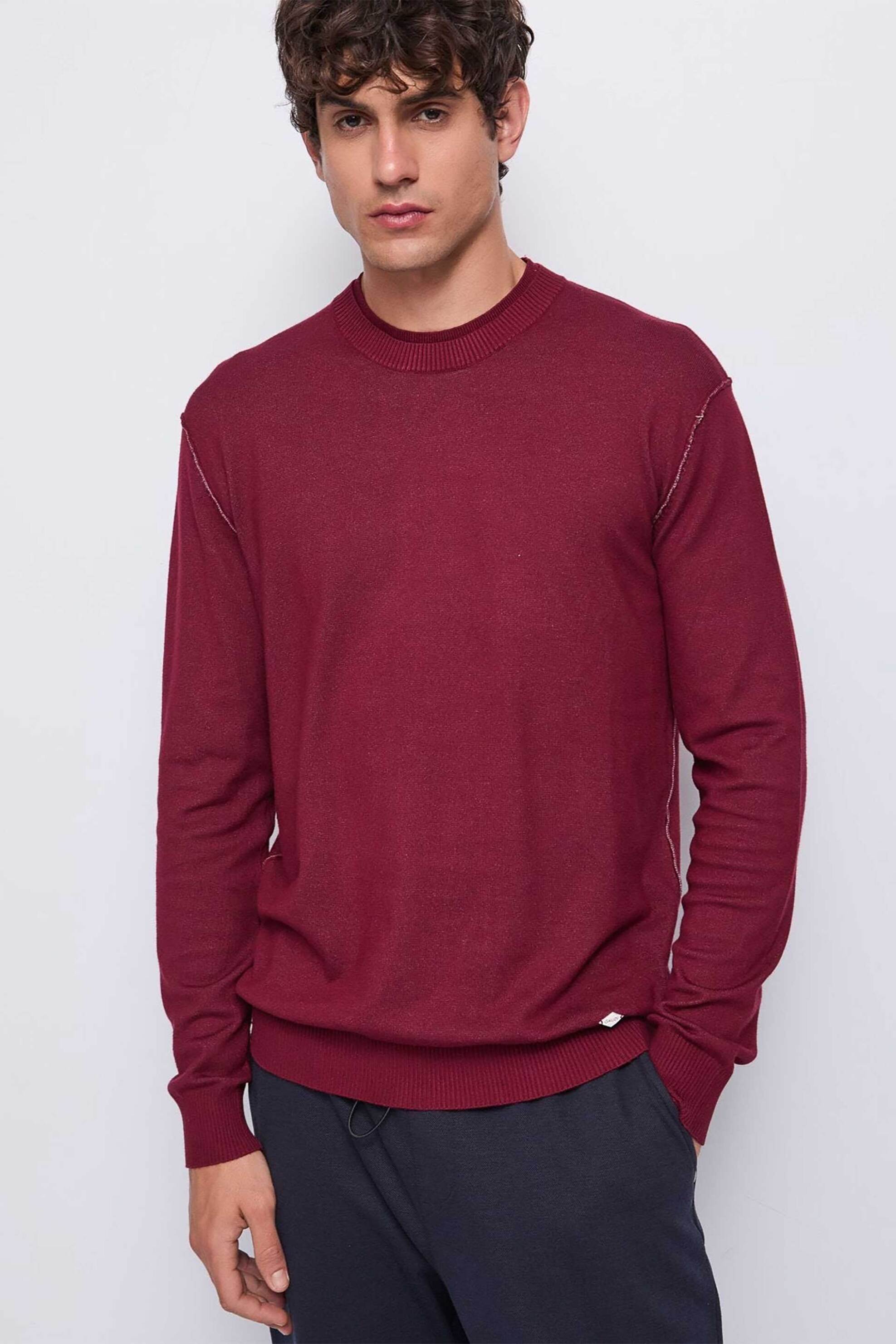 Gaudi ανδρικό πουλόβερ μονόχρωμο - 521GU53013 Μπορντό