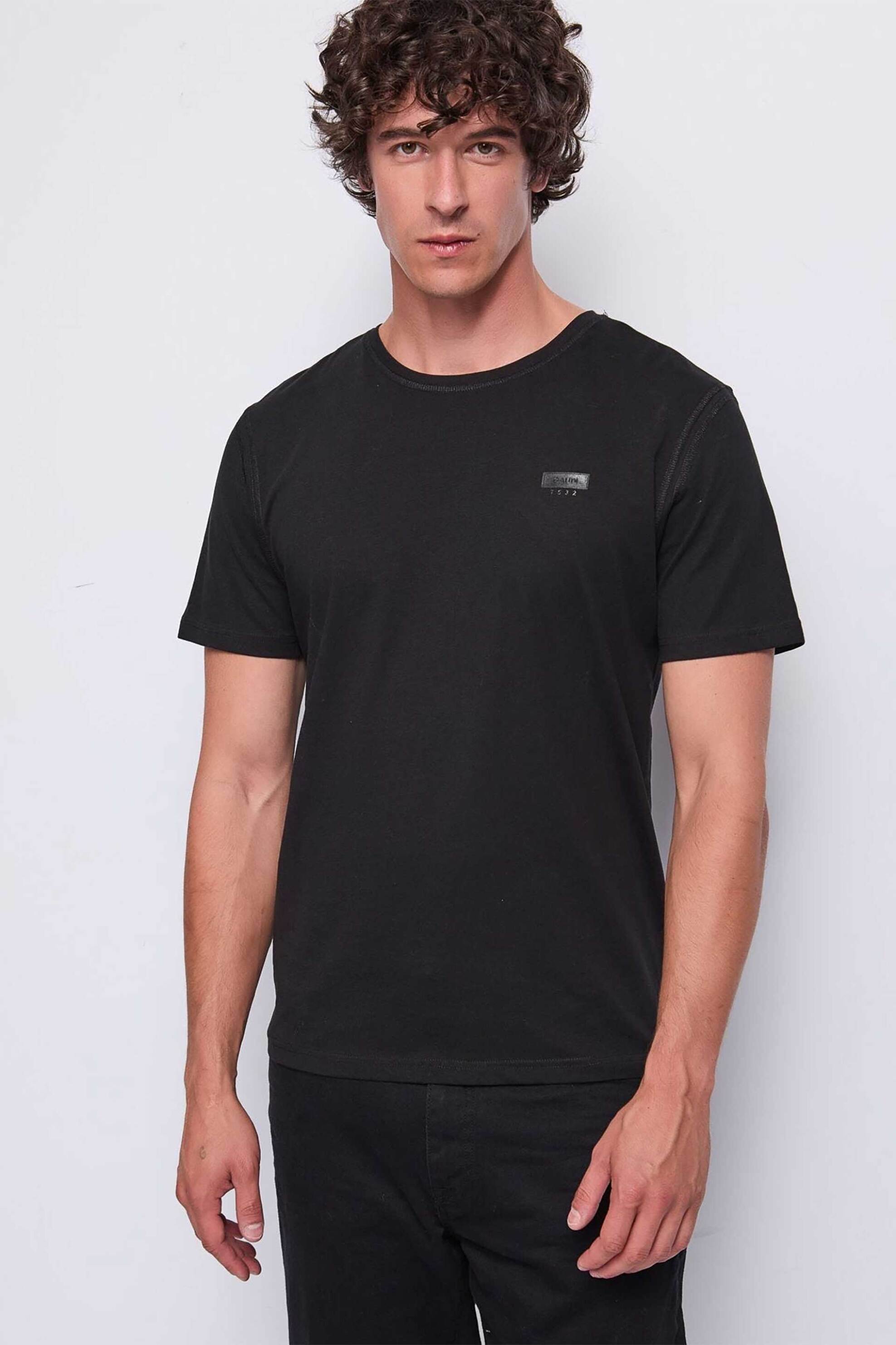 Gaudi ανδρικό T-Shirt μονόχρωμο - 521GU64016 Μαύρο