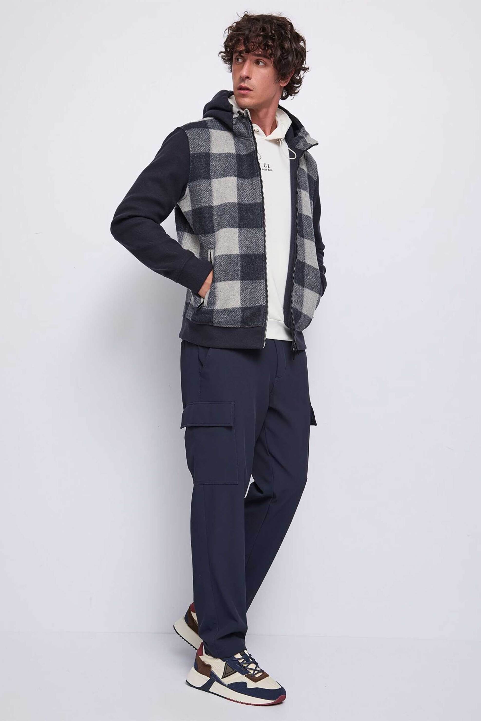 Gaudi ανδρικό cargo παντελόνι μονόχρωμο - 521GU25017 Μπλε Σκούρο