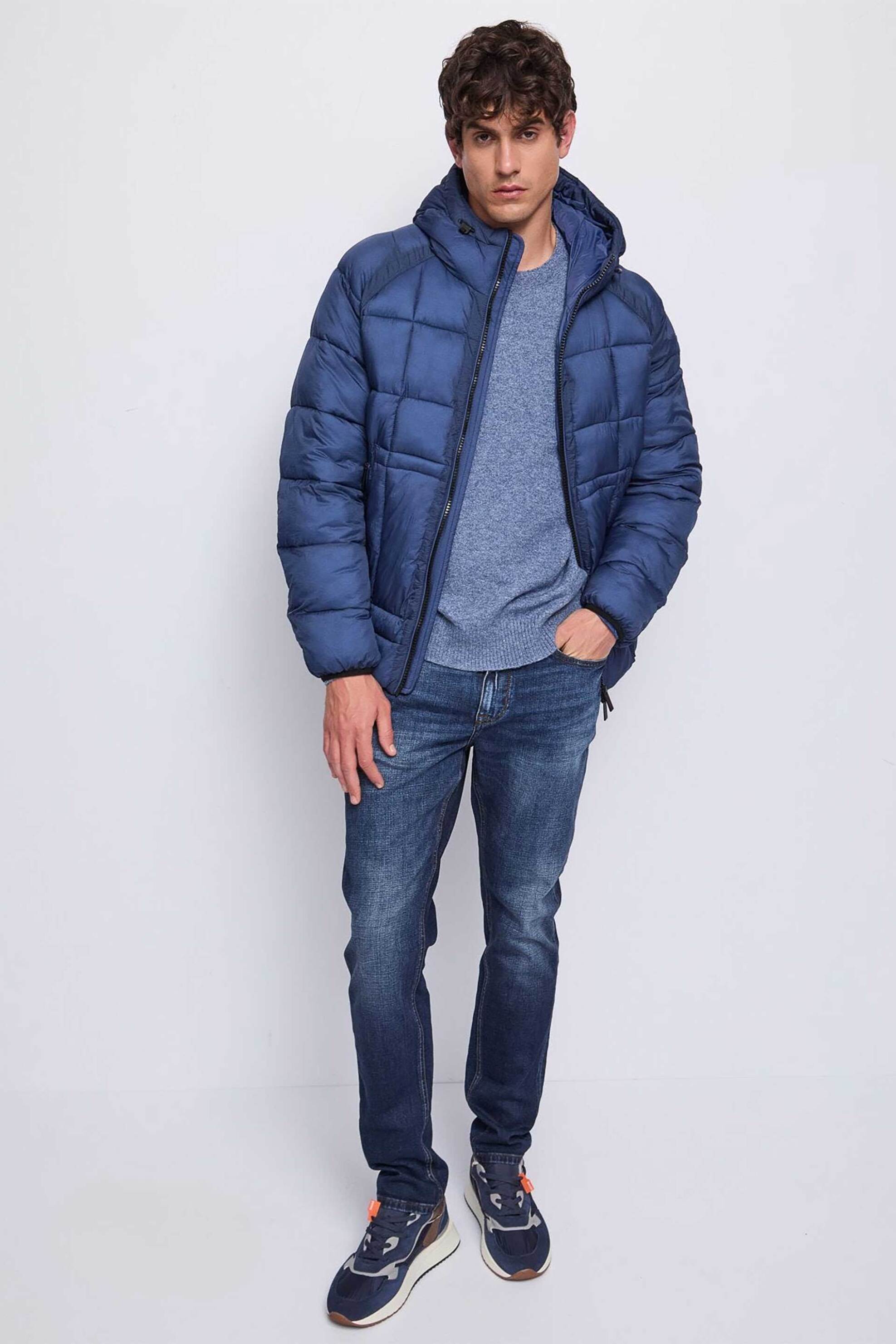 Gaudi ανδρικό μπουφάν με καπιτονέ σχέδιο - 521GU35008 Μπλε