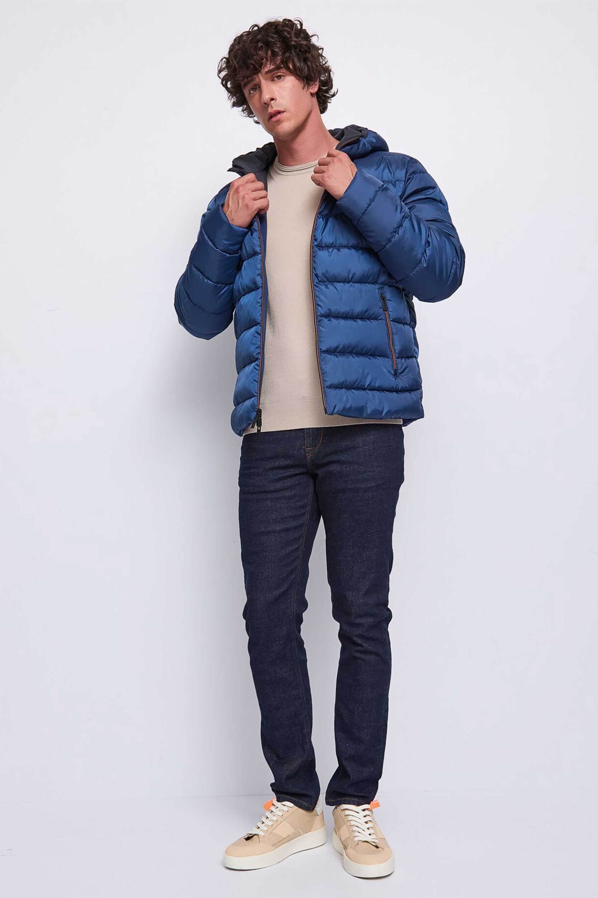 Gaudi ανδρικό μπουφάν με καπιτονέ σχέδιο διπλής όψης - 521GU35030 Μπλε