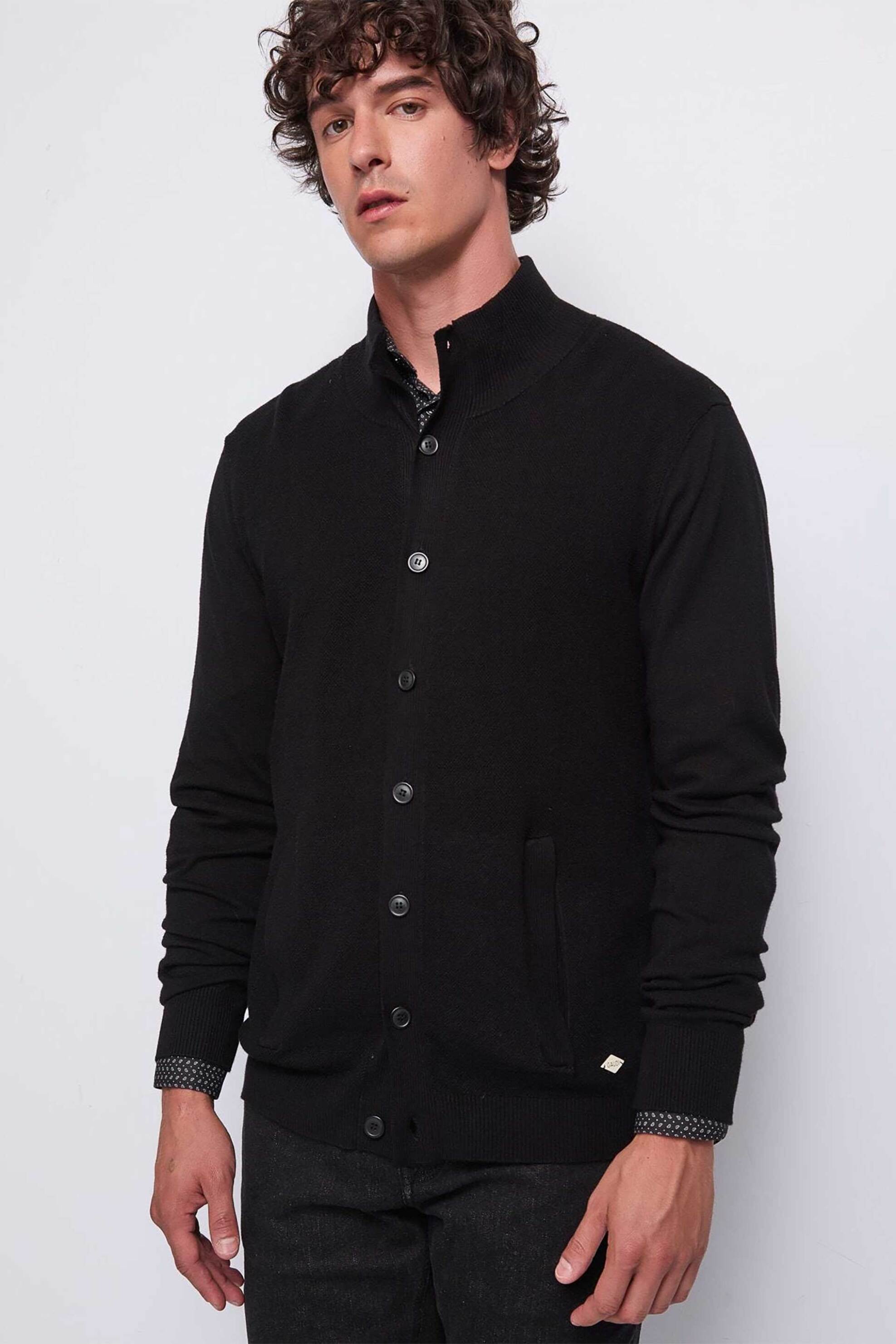 Gaudi ανδρική πλεκτή ζακέτα μονόχρωμη Regular Fit - 521GU53058 Μαύρο