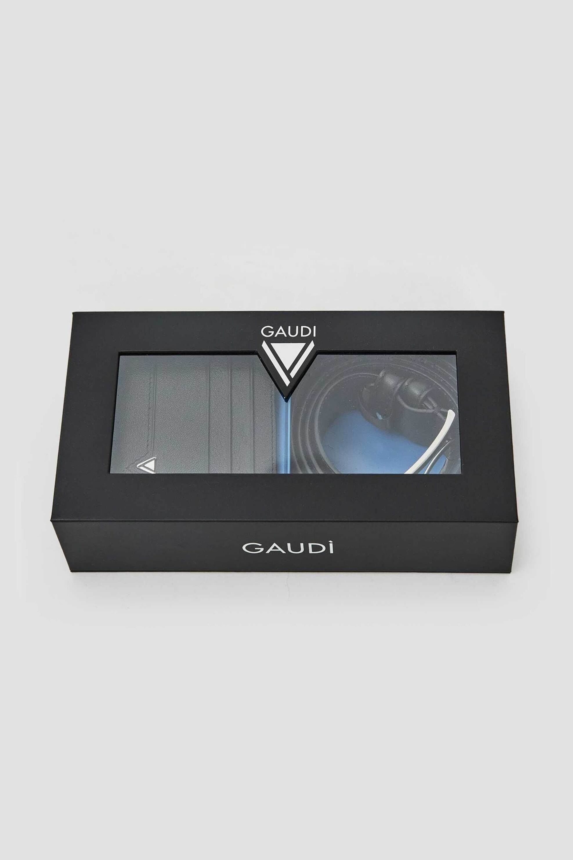 GAUDÍ Gaudi ανδρικό σετ δώρου με δερμάτινη ζώνη και πορτοφόλι (2 τεμάχια) - V5AI-12560 Μαύρο