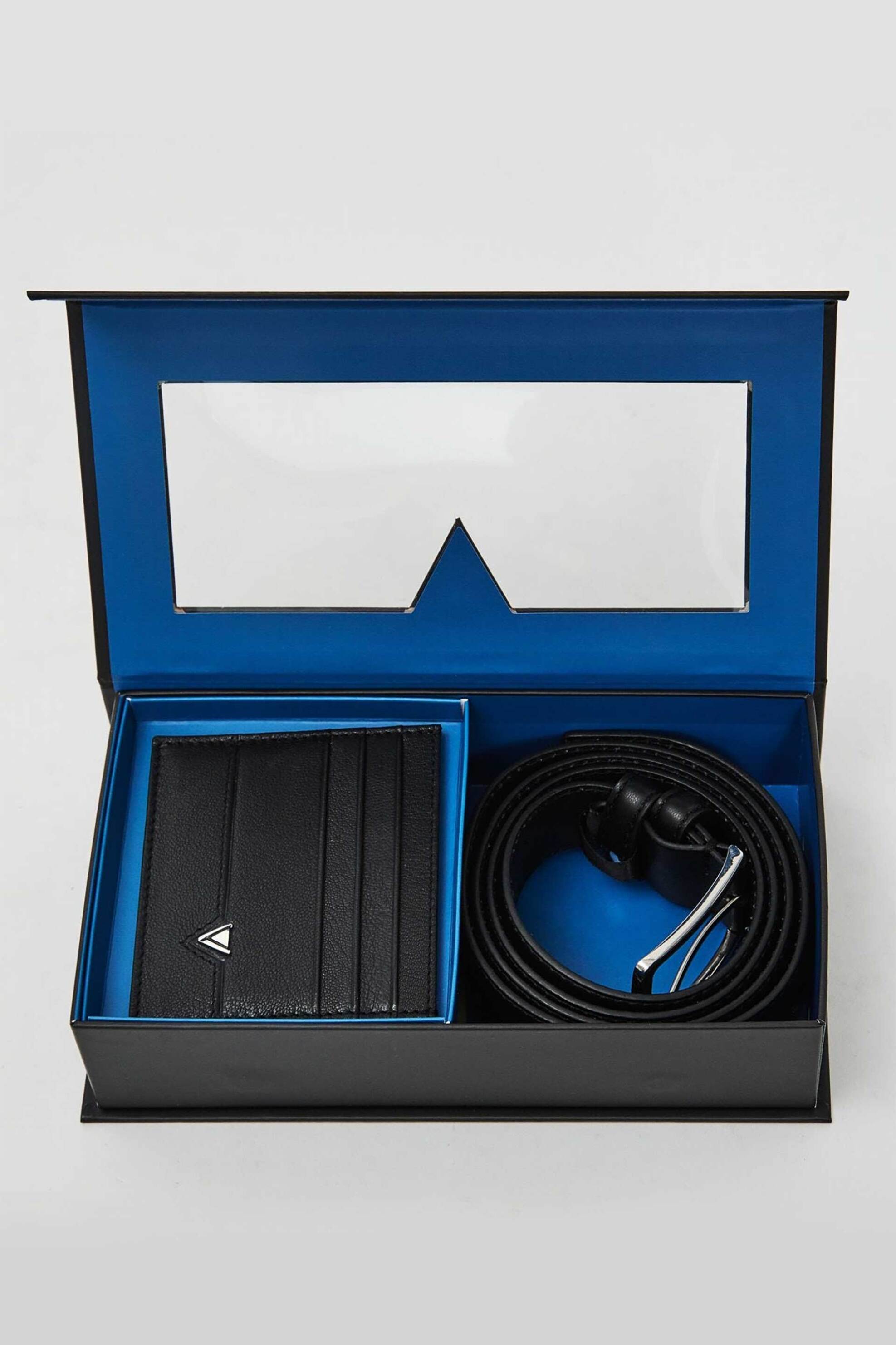 Gaudi ανδρικό σετ δώρου με δερμάτινη ζώνη και πορτοφόλι (2 τεμάχια) - V5AI-12560 Μαύρο φωτογραφία