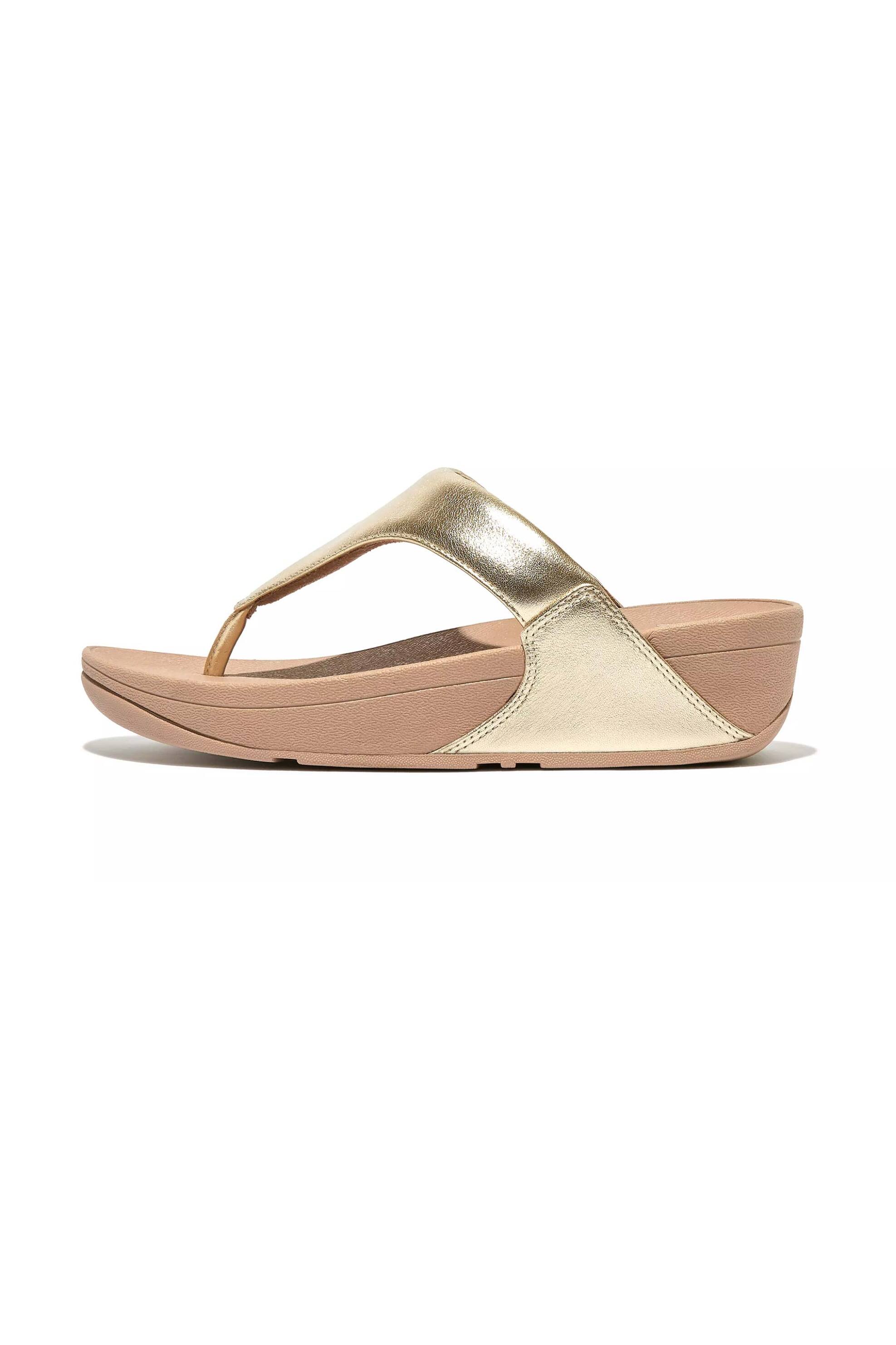 FITFLOP FitFlop γυναικεία δερμάτινα σανδάλια μονόχρωμα - I88-675 Χρυσό