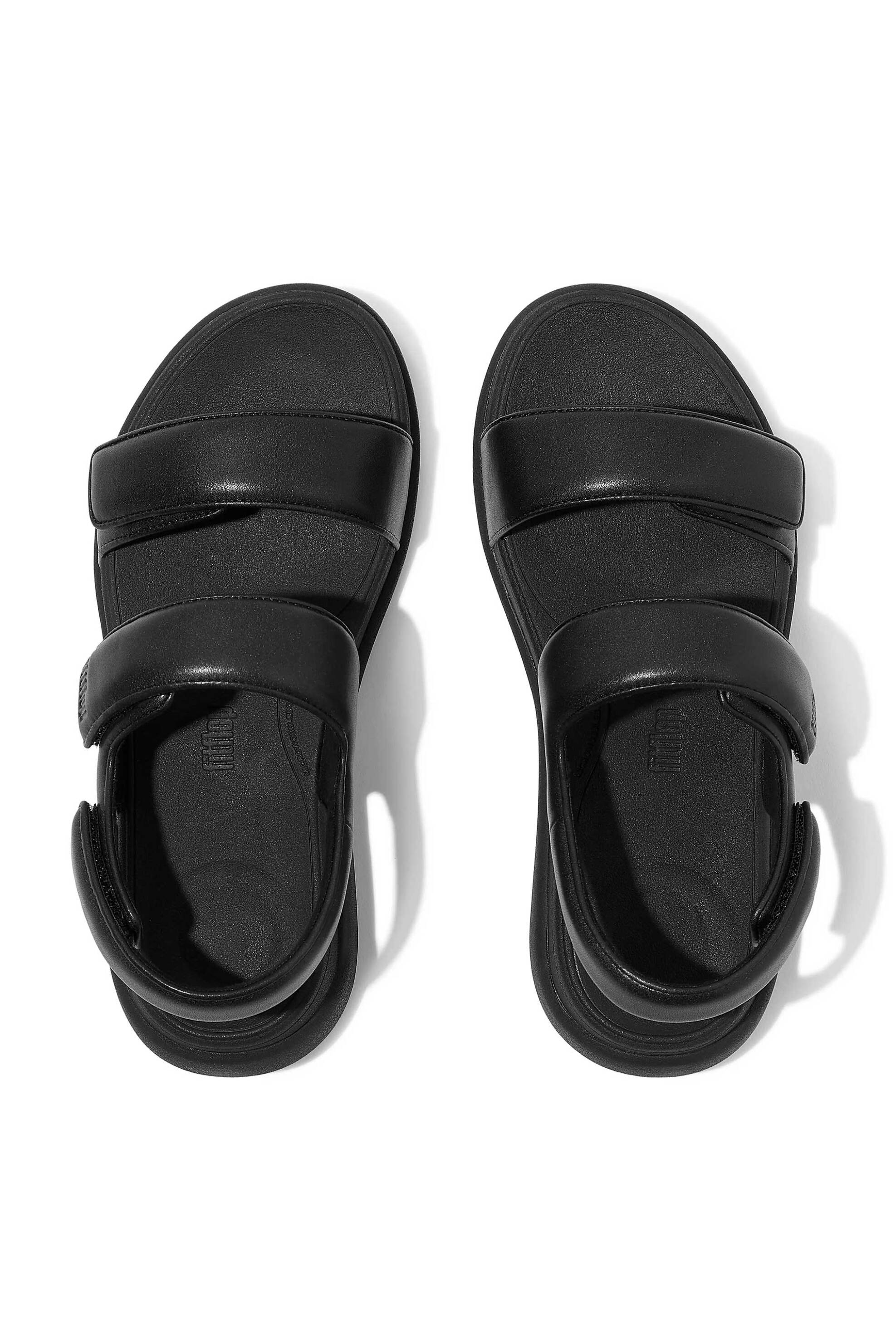 FitFlop γυναικεία δερμάτινα σανδάλια μονόχρωμα "F-Mode Go" - IV9-090 Μαύρο φωτογραφία