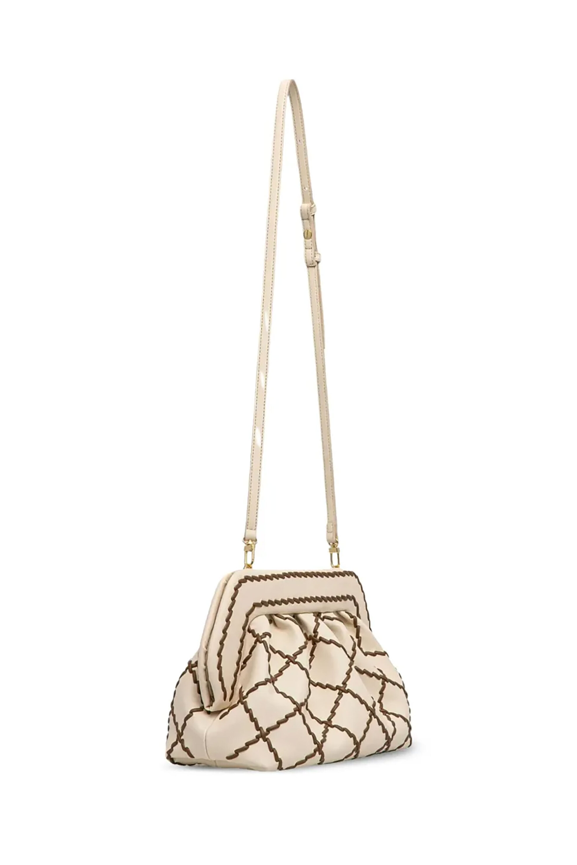 Themoirè γυναικείο τσαντάκι clutch vegan από bamboo "Bios Lace" - TMSR25BLA81 Μπεζ φωτογραφία