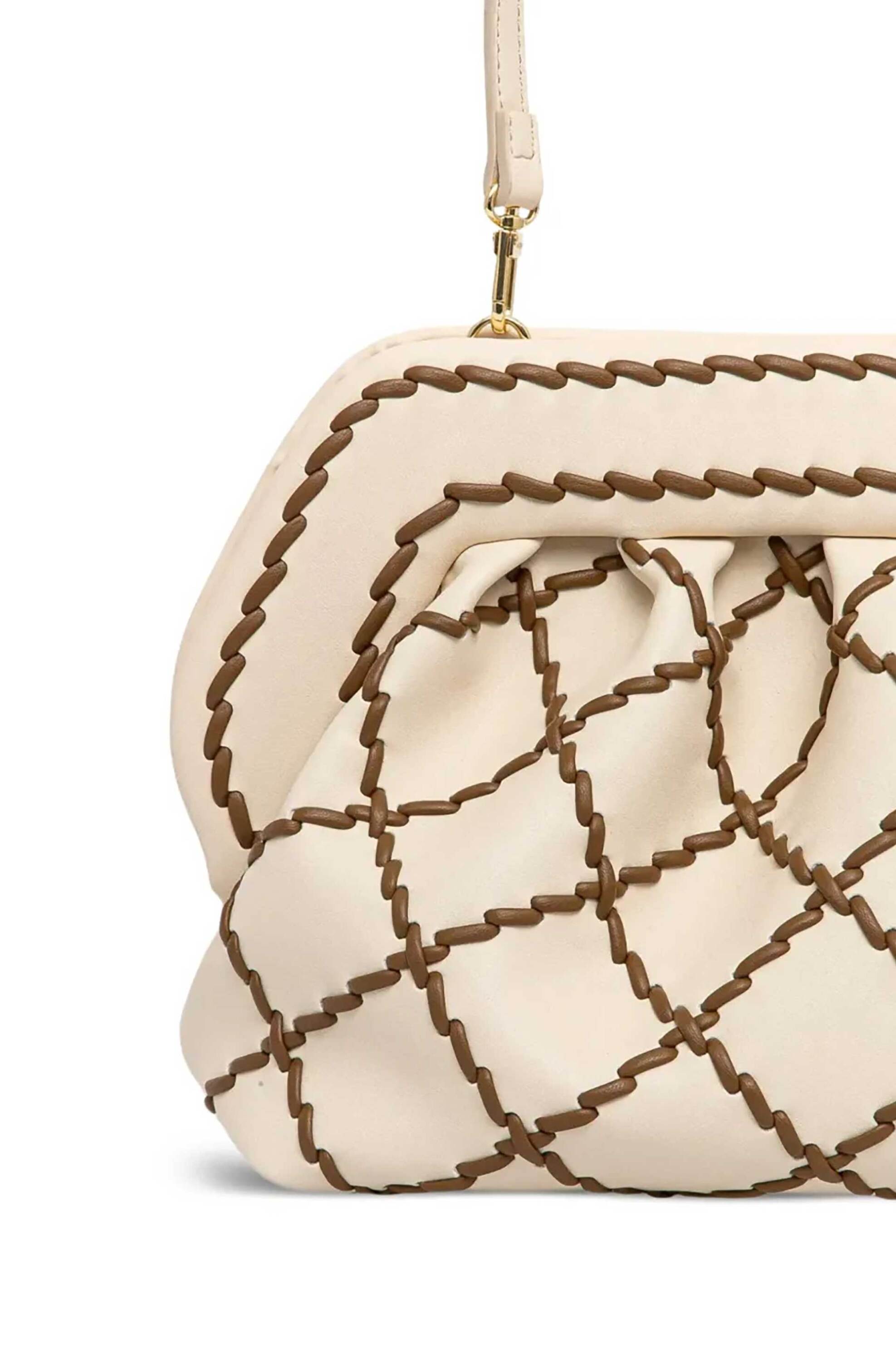 THEMOIRè Themoirè γυναικείο τσαντάκι clutch vegan από bamboo "Bios Lace" - TMSR25BLA81 Μπεζ - 3