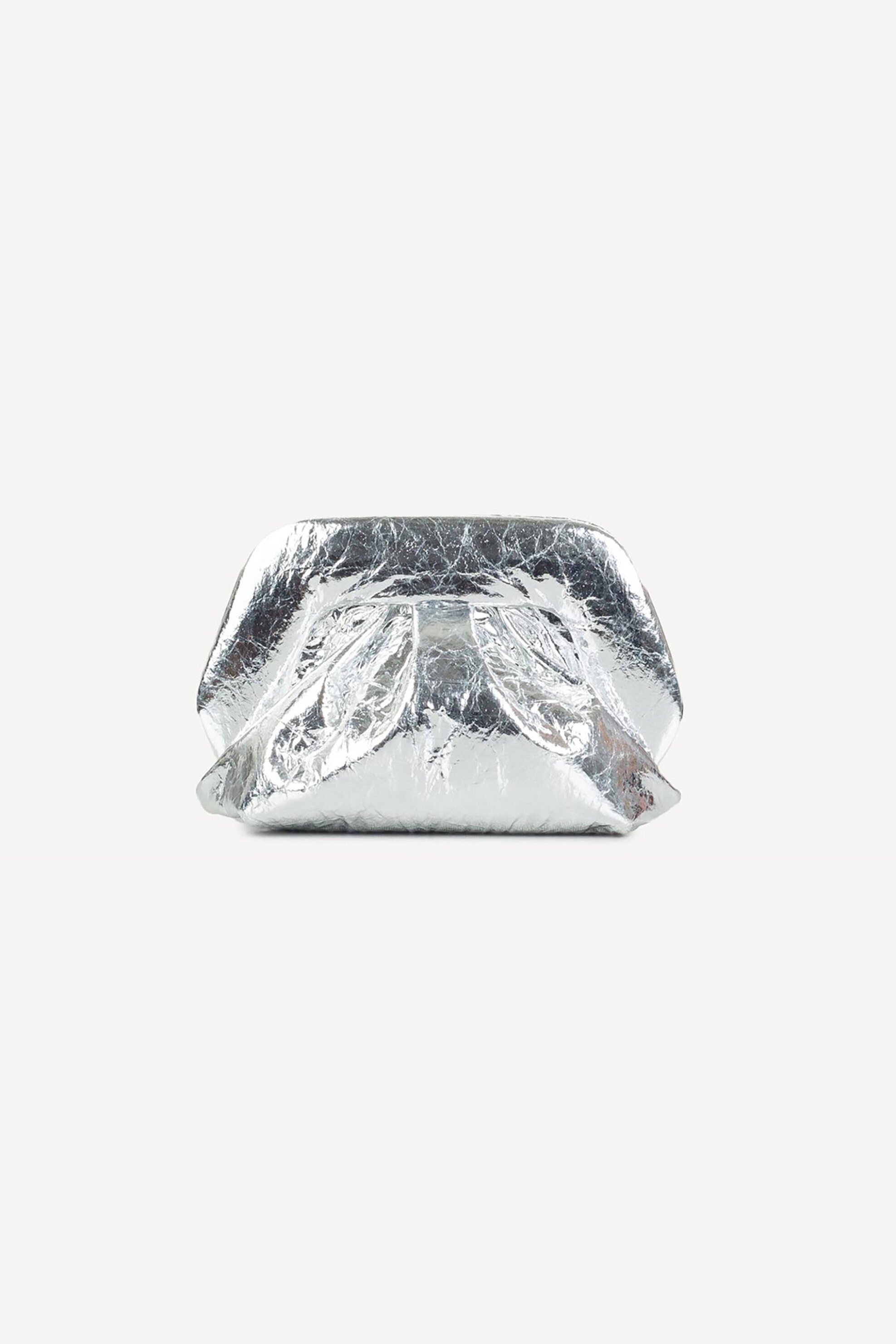 Themoirè γυναικείο τσαντάκι clutch vegan από piñatex "Gea" - TMSR25GPI18 Ασημί
